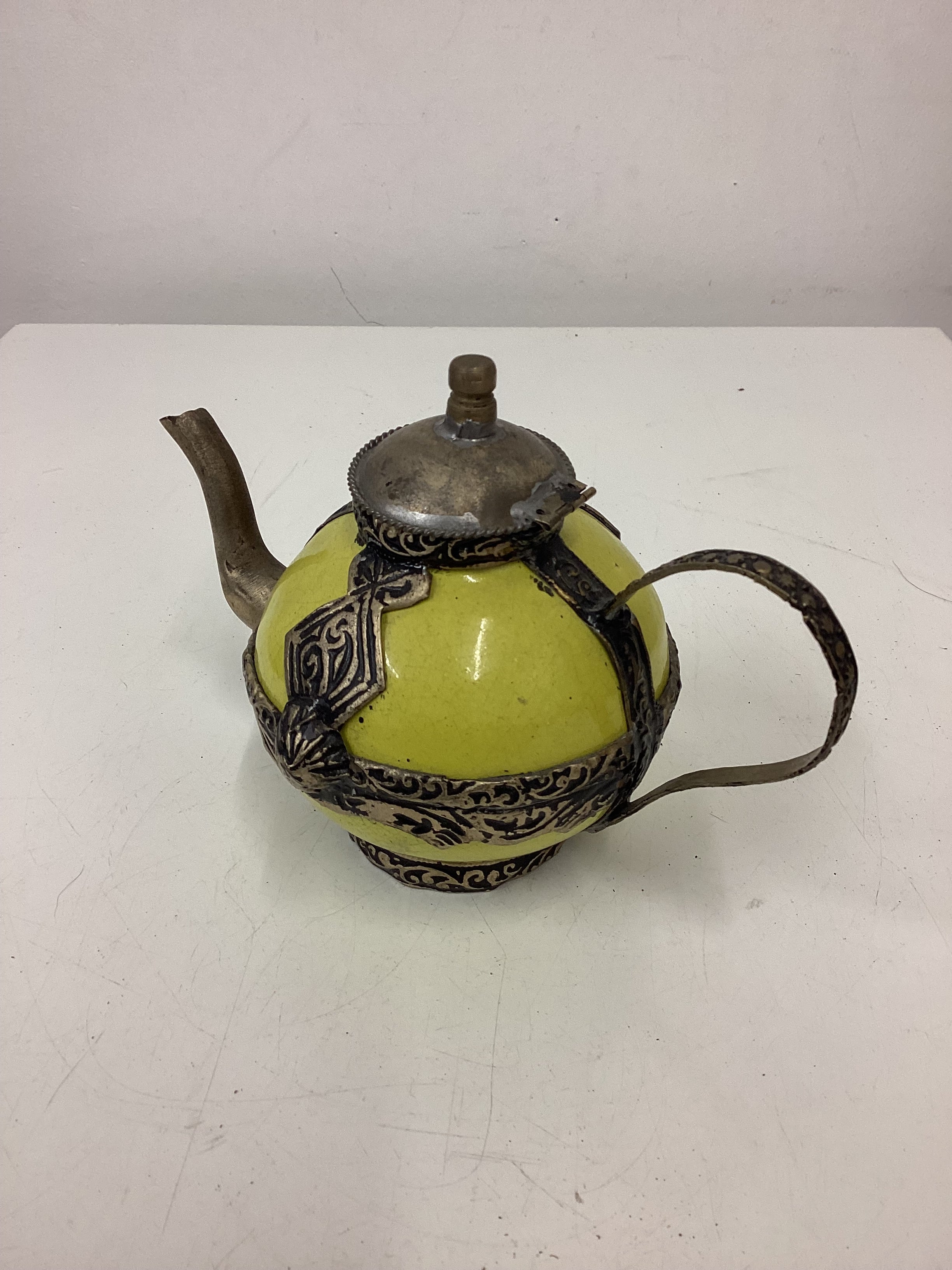 2 Small Decorative Ceramic & Metal Teapots - Image 5