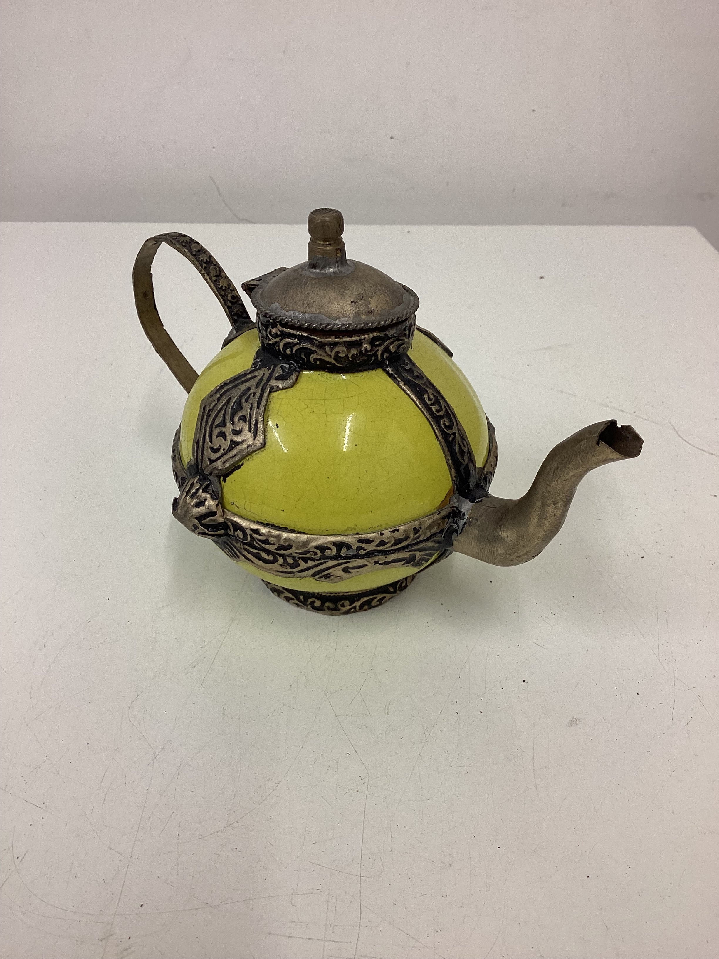 2 Small Decorative Ceramic & Metal Teapots - Image 6
