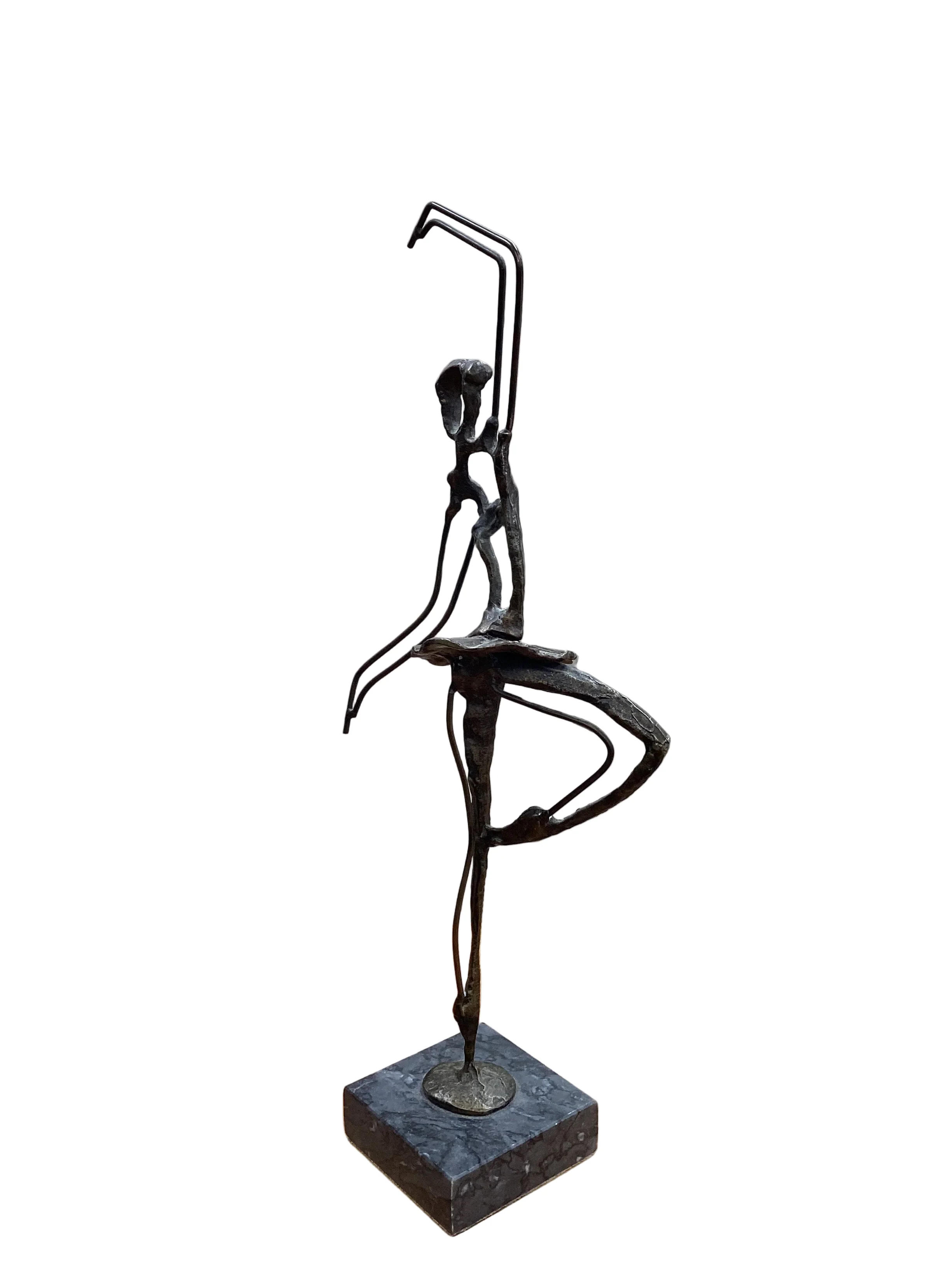 Brutalist Bronze Ballerina On Marble Sculpture - Image 3