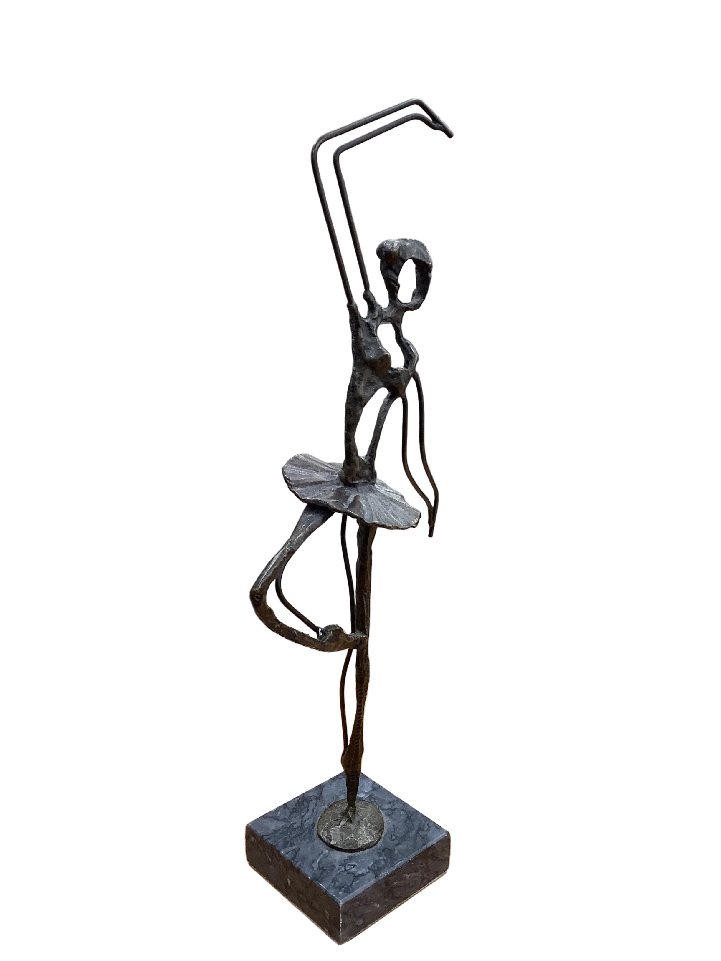 Brutalist Bronze Ballerina On Marble Sculpture - Image 4