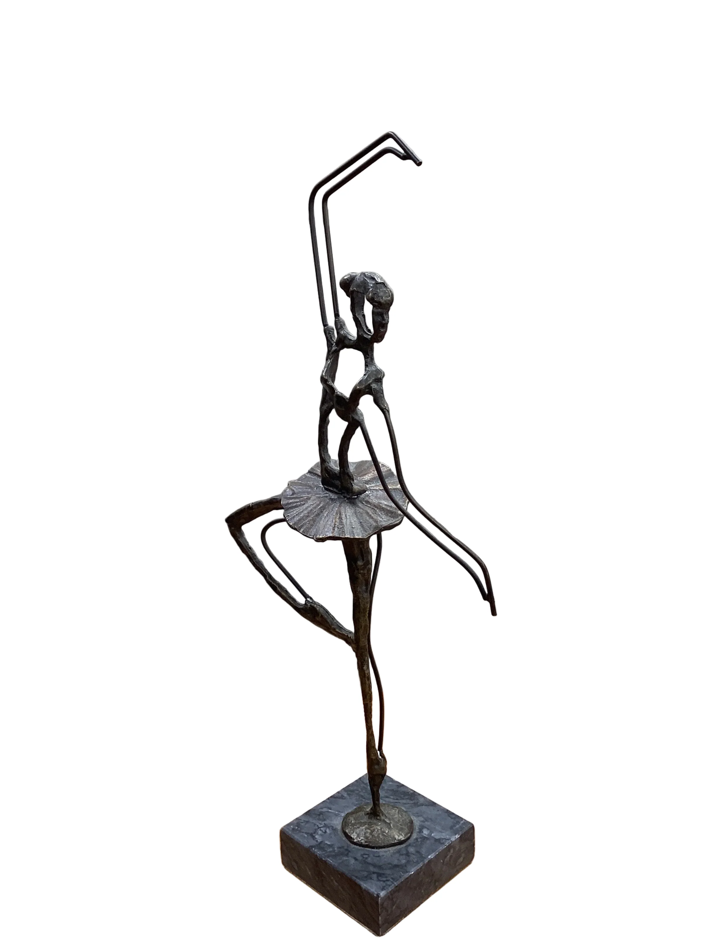 Brutalist Bronze Ballerina On Marble Sculpture - Image 5