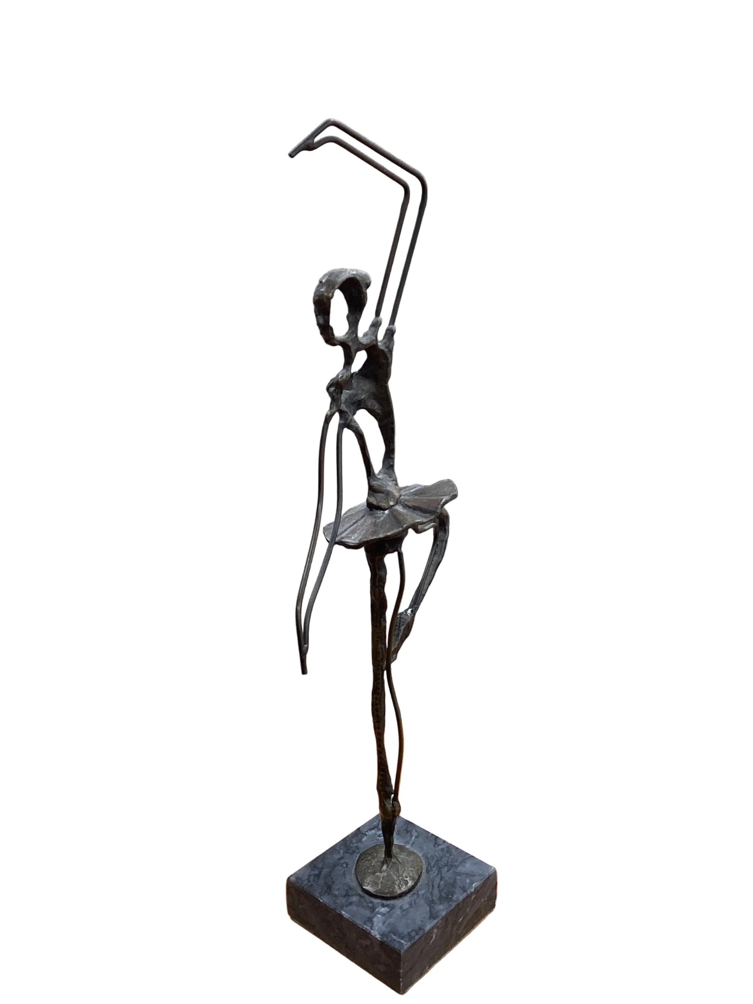Brutalist Bronze Ballerina On Marble Sculpture - Image 6