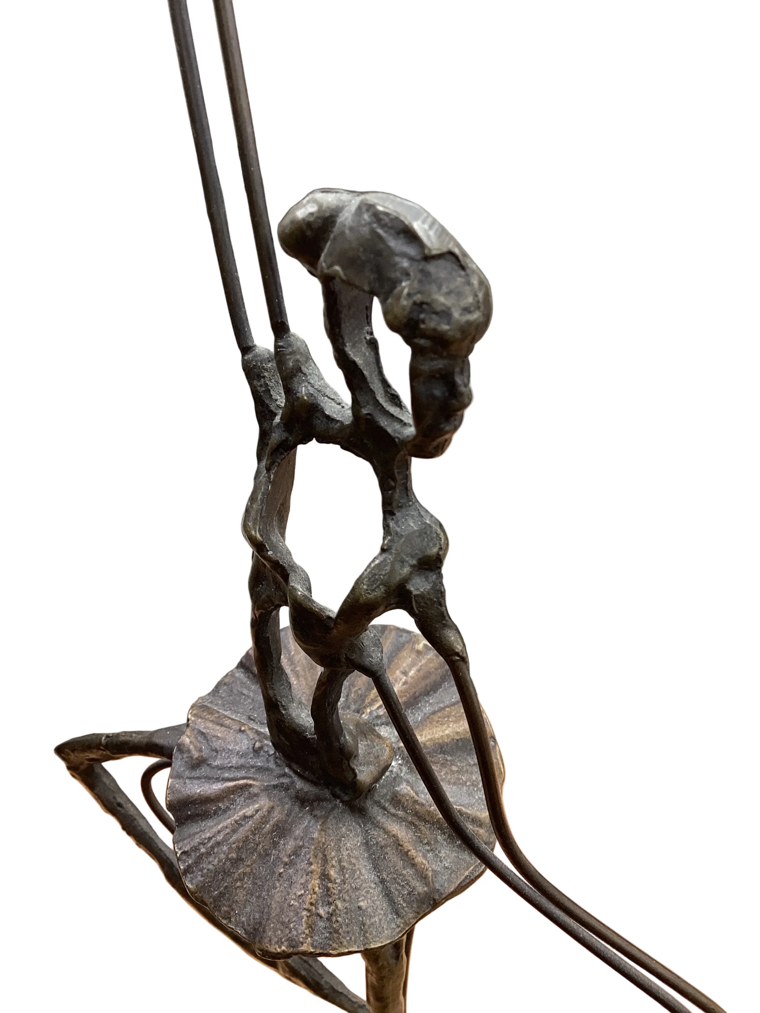 Brutalist Bronze Ballerina On Marble Sculpture - Image 9