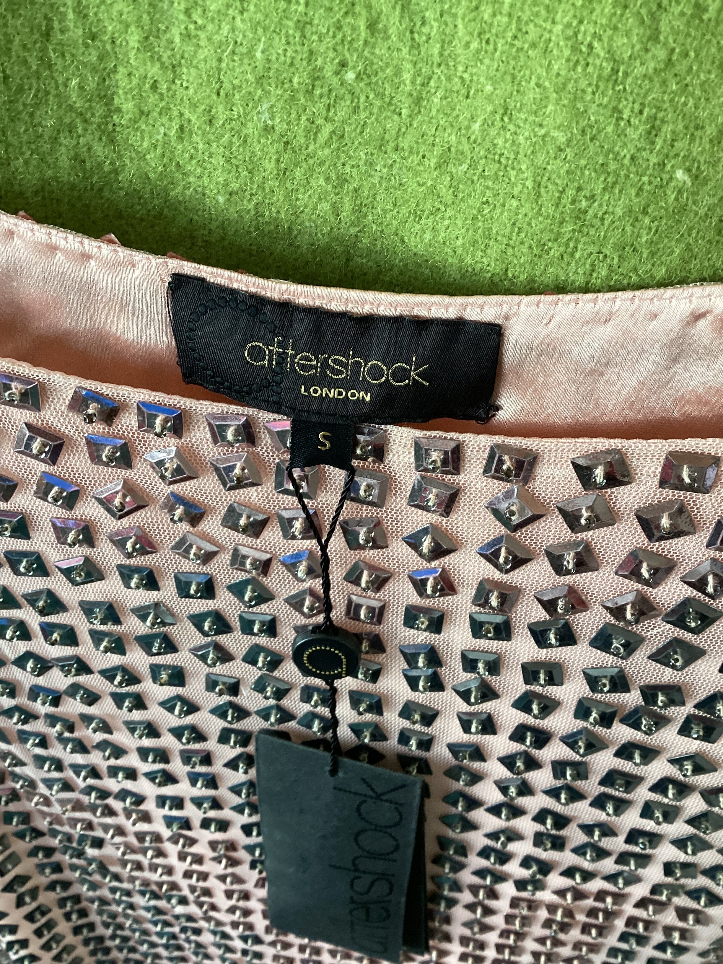Aftershock London Pink Beaded Party Dress Size S - Image 3
