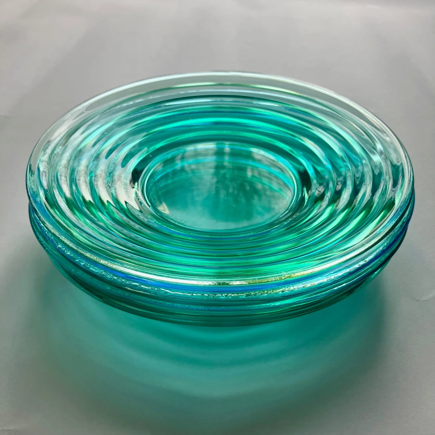 Aino Aalto for Iittala collectible small glass plates x 4 - Green and Blue - Image 5