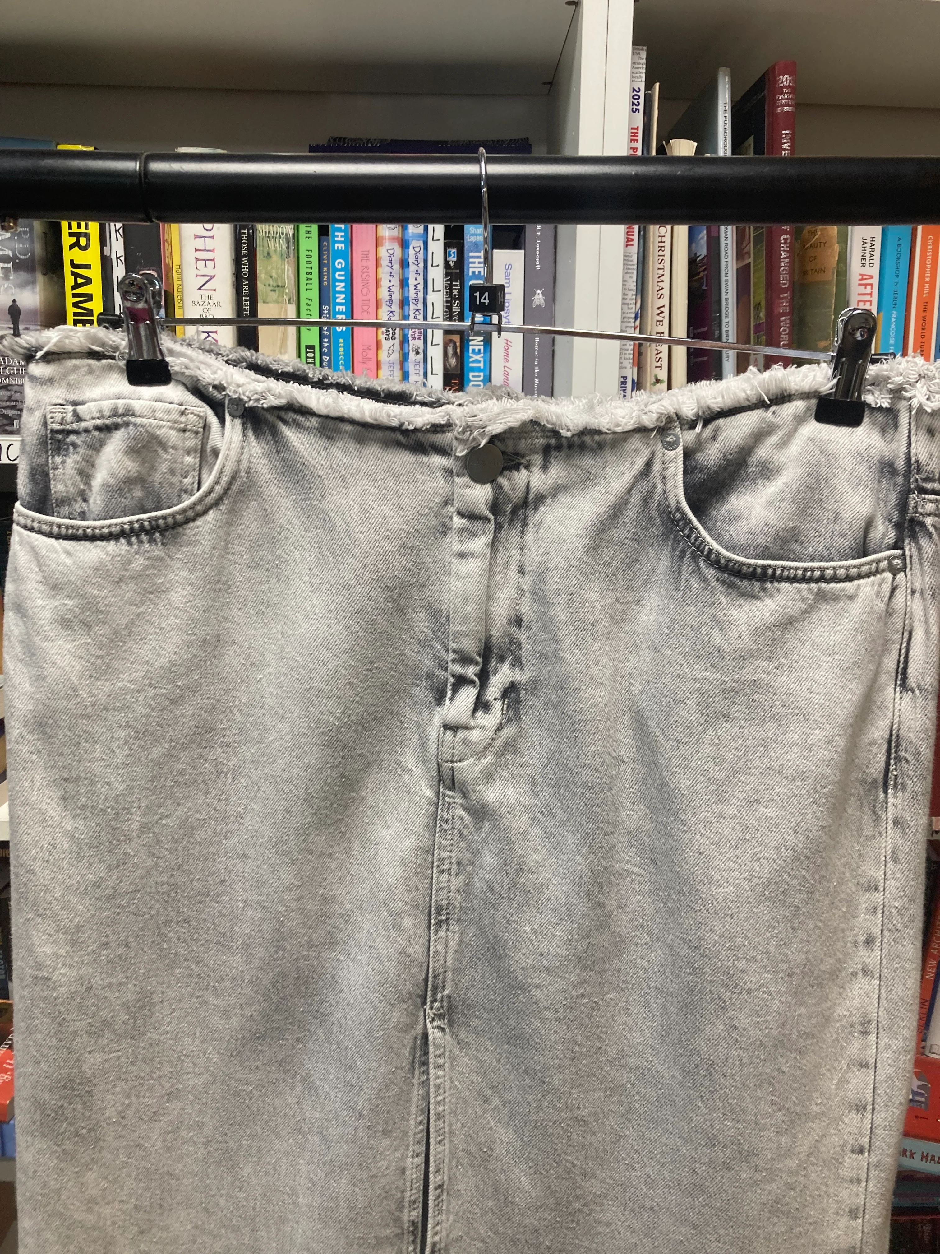 AllSaints Grey Denim Renai Pencil Skirt Size 14 - Image 3