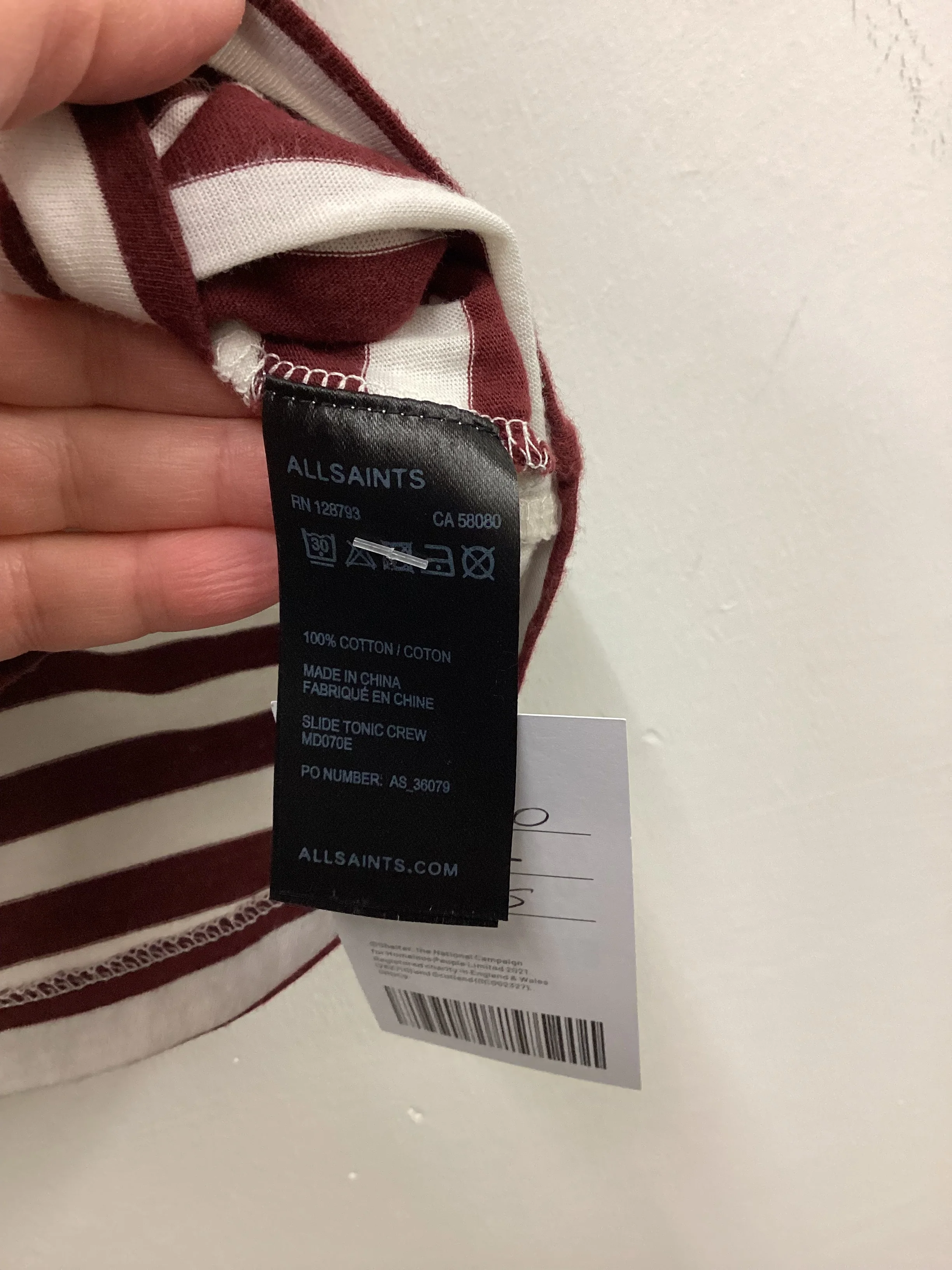AllSaints XL Mens Striped T Shirt - Image 14