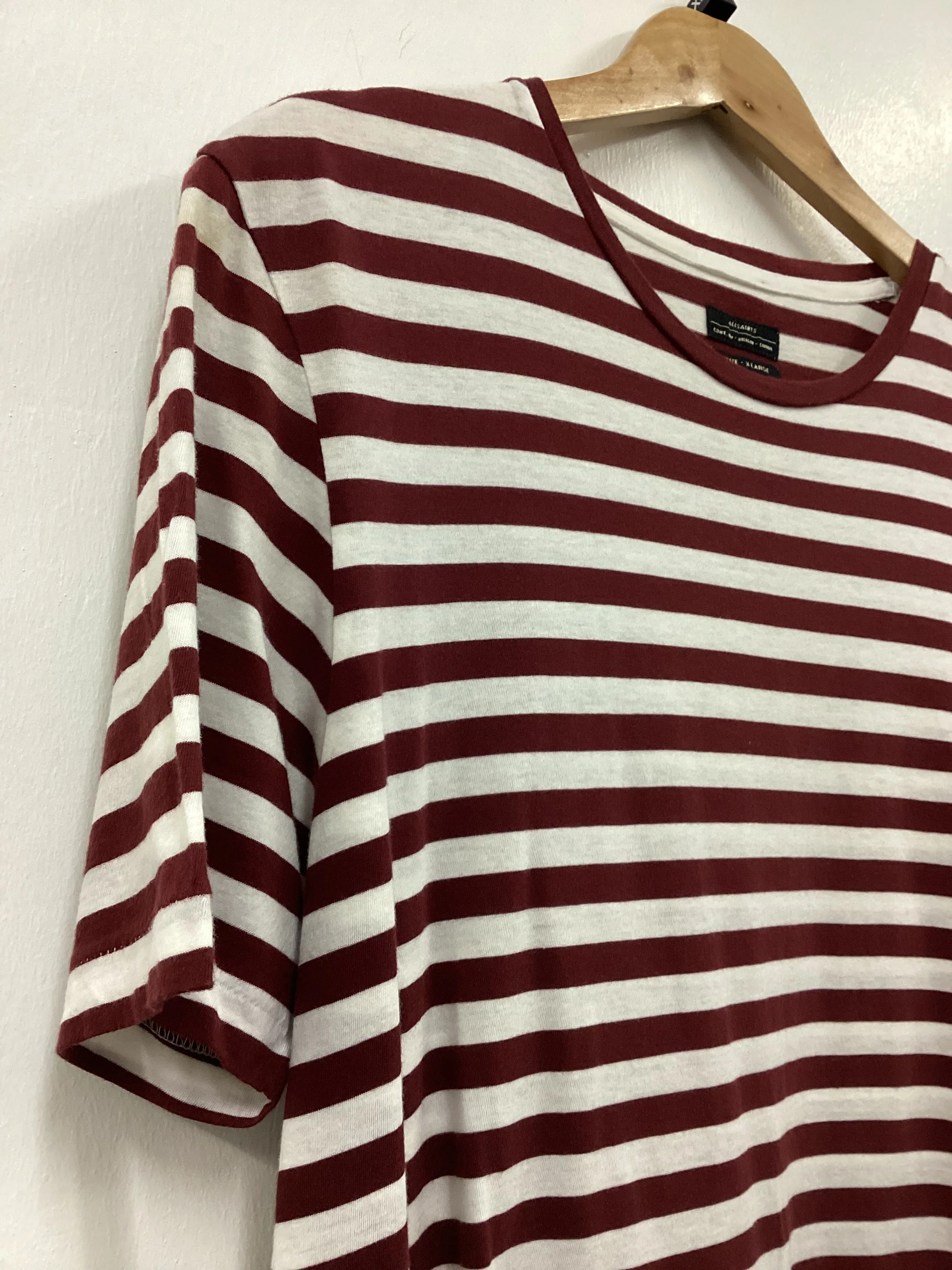 AllSaints XL Mens Striped T Shirt - Image 6