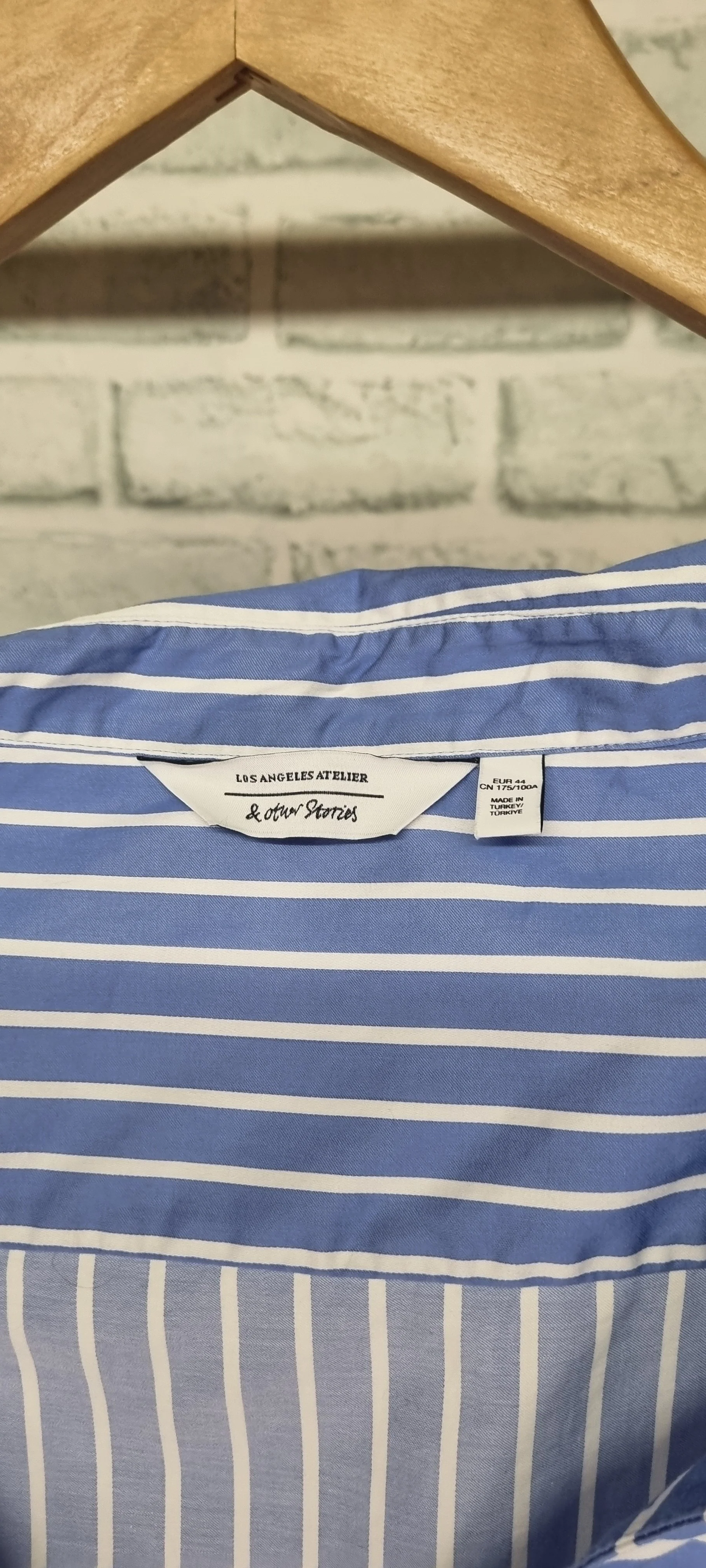& Other Stories Blue Striped Shirt Button Up Mini Dress Size 16 - Image 2