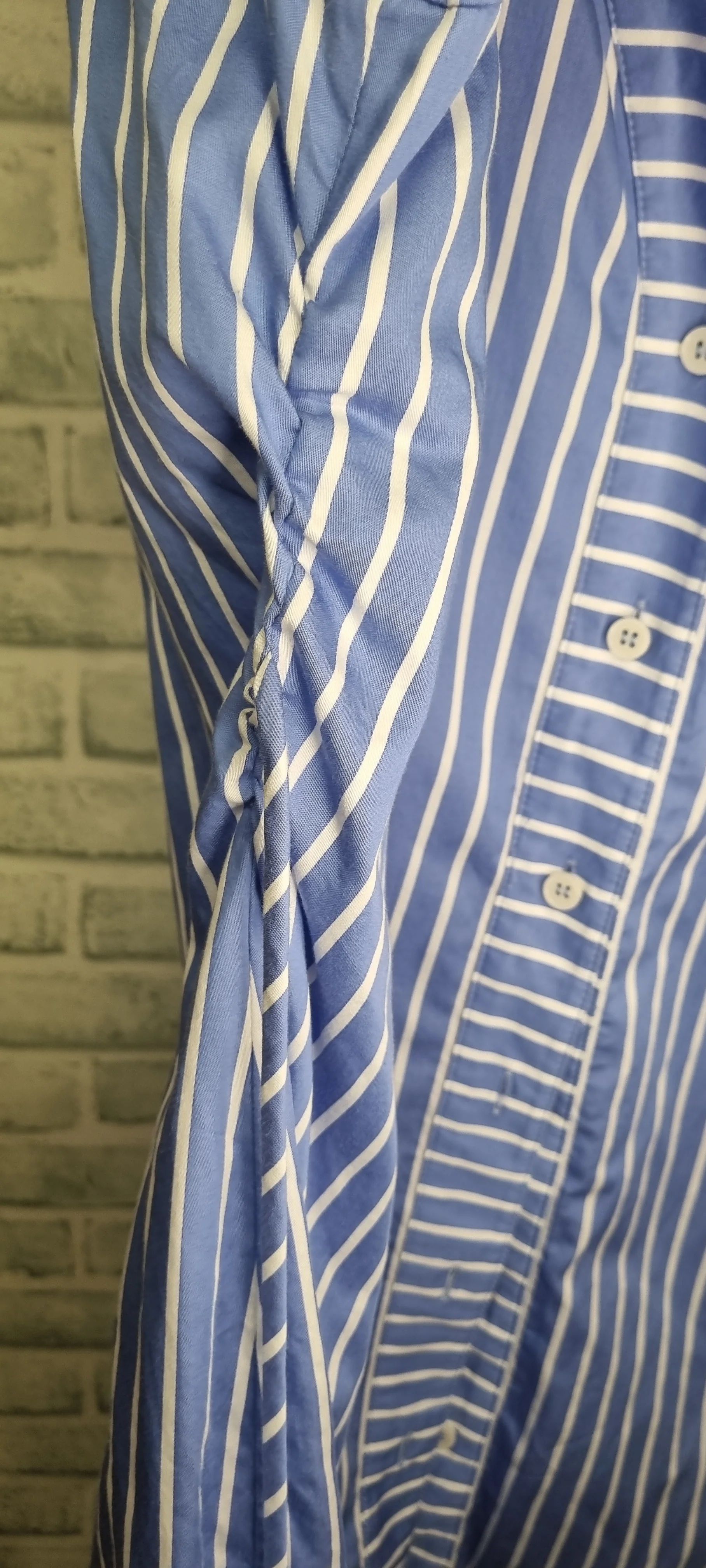 & Other Stories Blue Striped Shirt Button Up Mini Dress Size 16 - Image 4