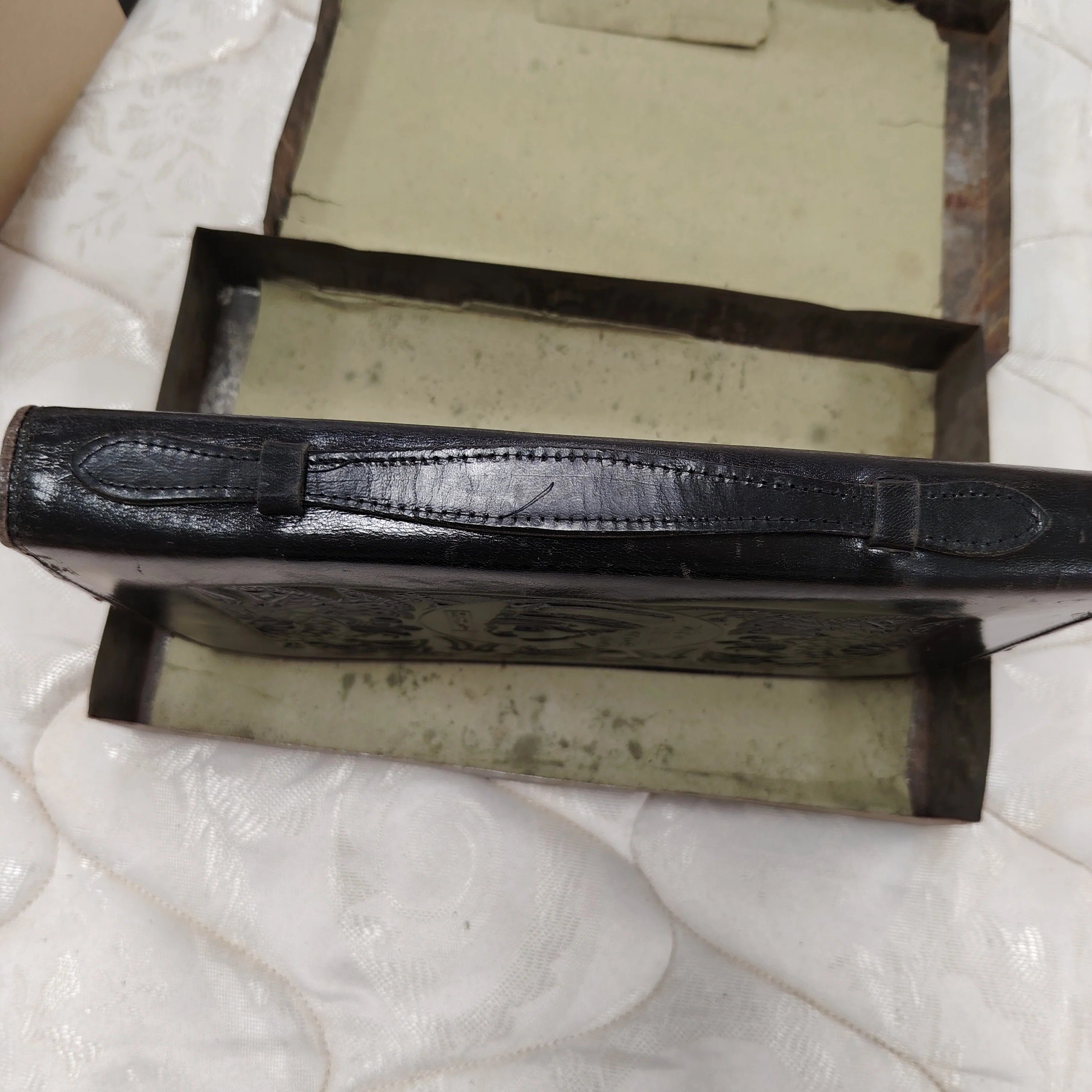 Rare Antique Tooled Carved Leather Egyptian Bag Wallet - Image 8
