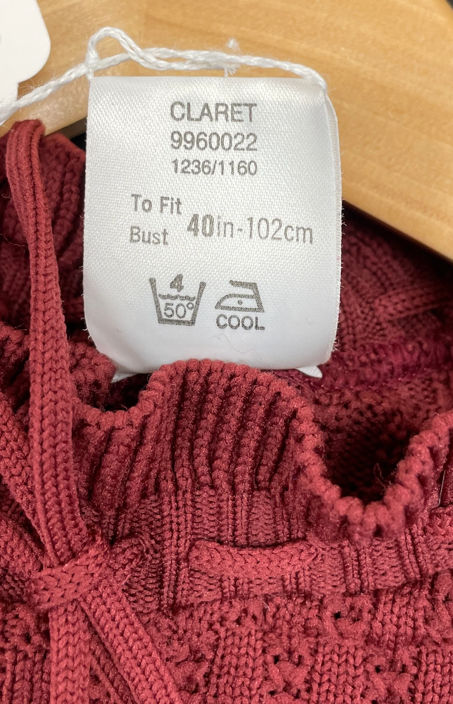 BHS Vintage 1980s Burgundy Maroon Red Tie Neck Jumper 18 - Image 6