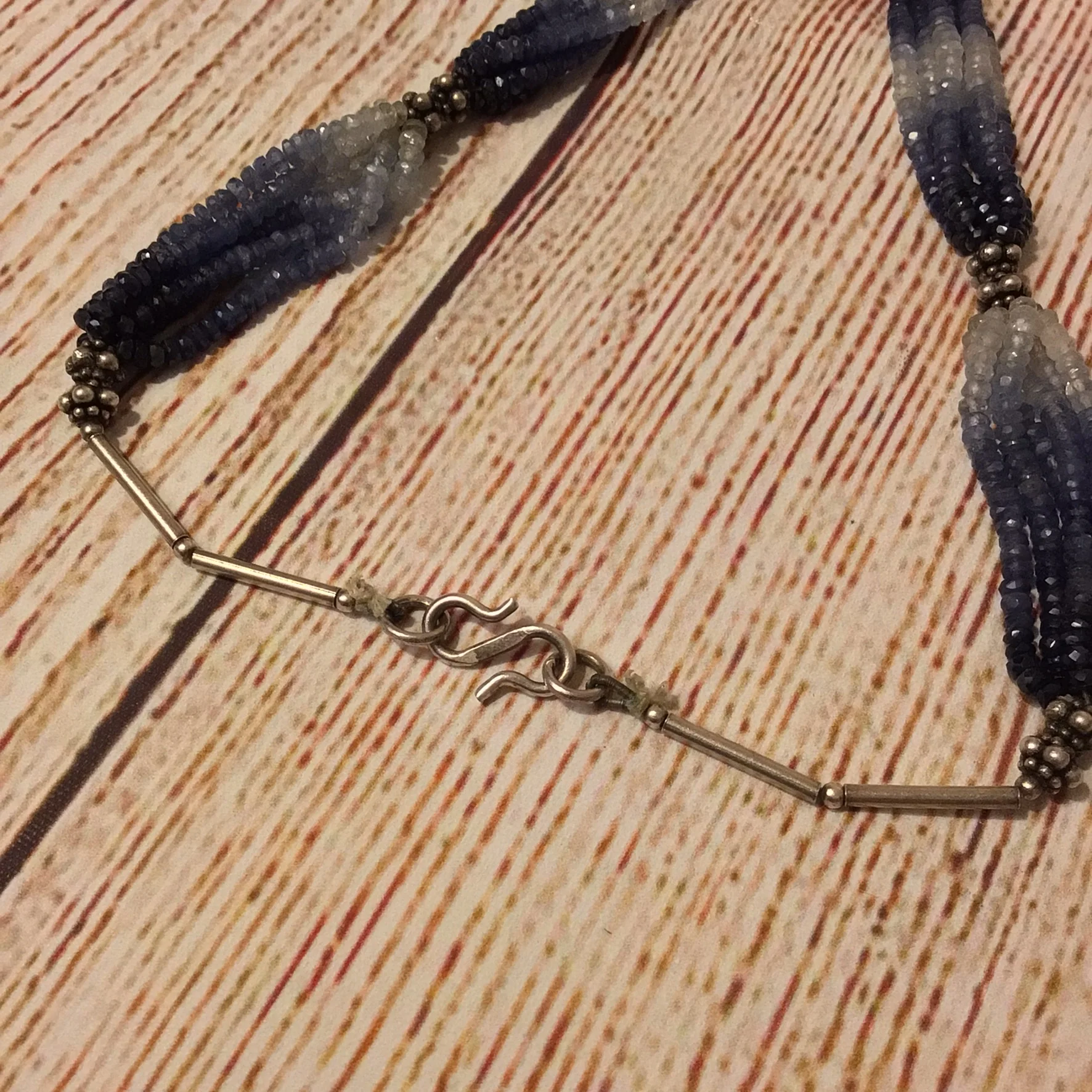 Blue Sapphire Multi Beaded 925 Hallmark Clasp Necklace - Image 10