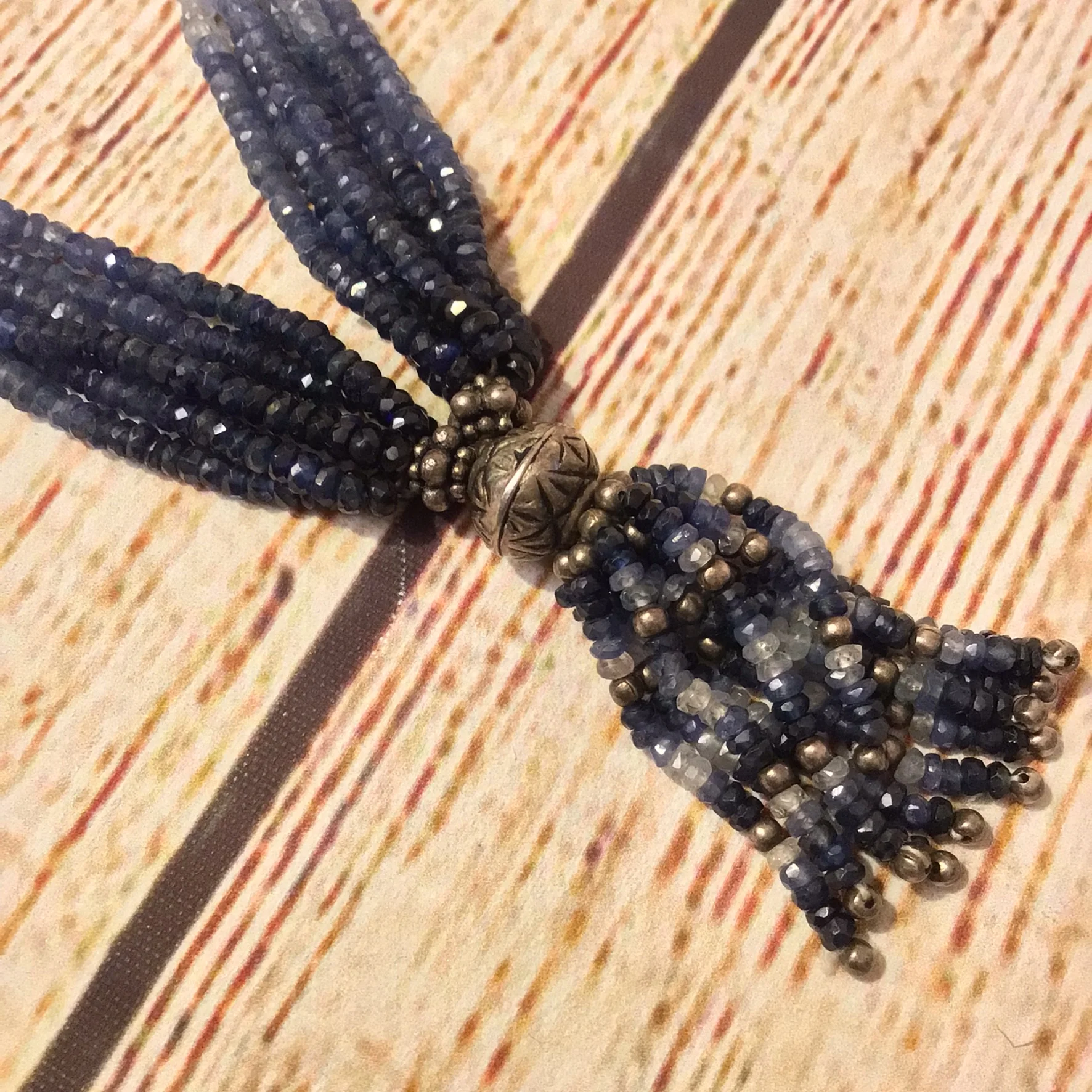 Blue Sapphire Multi Beaded 925 Hallmark Clasp Necklace - Image 12