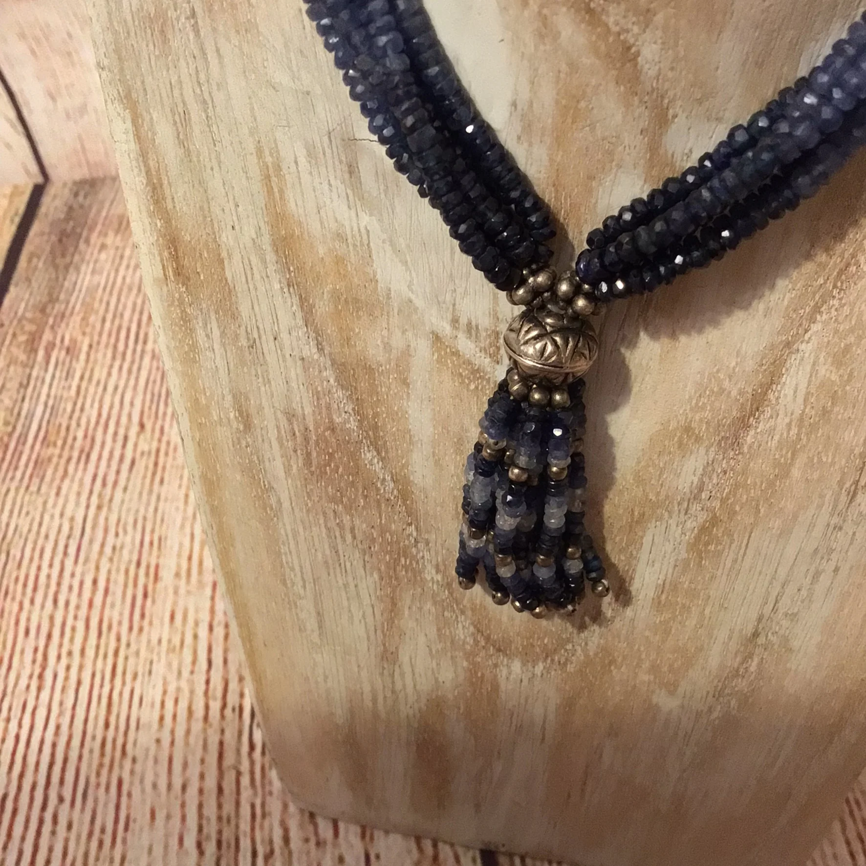 Blue Sapphire Multi Beaded 925 Hallmark Clasp Necklace - Image 4