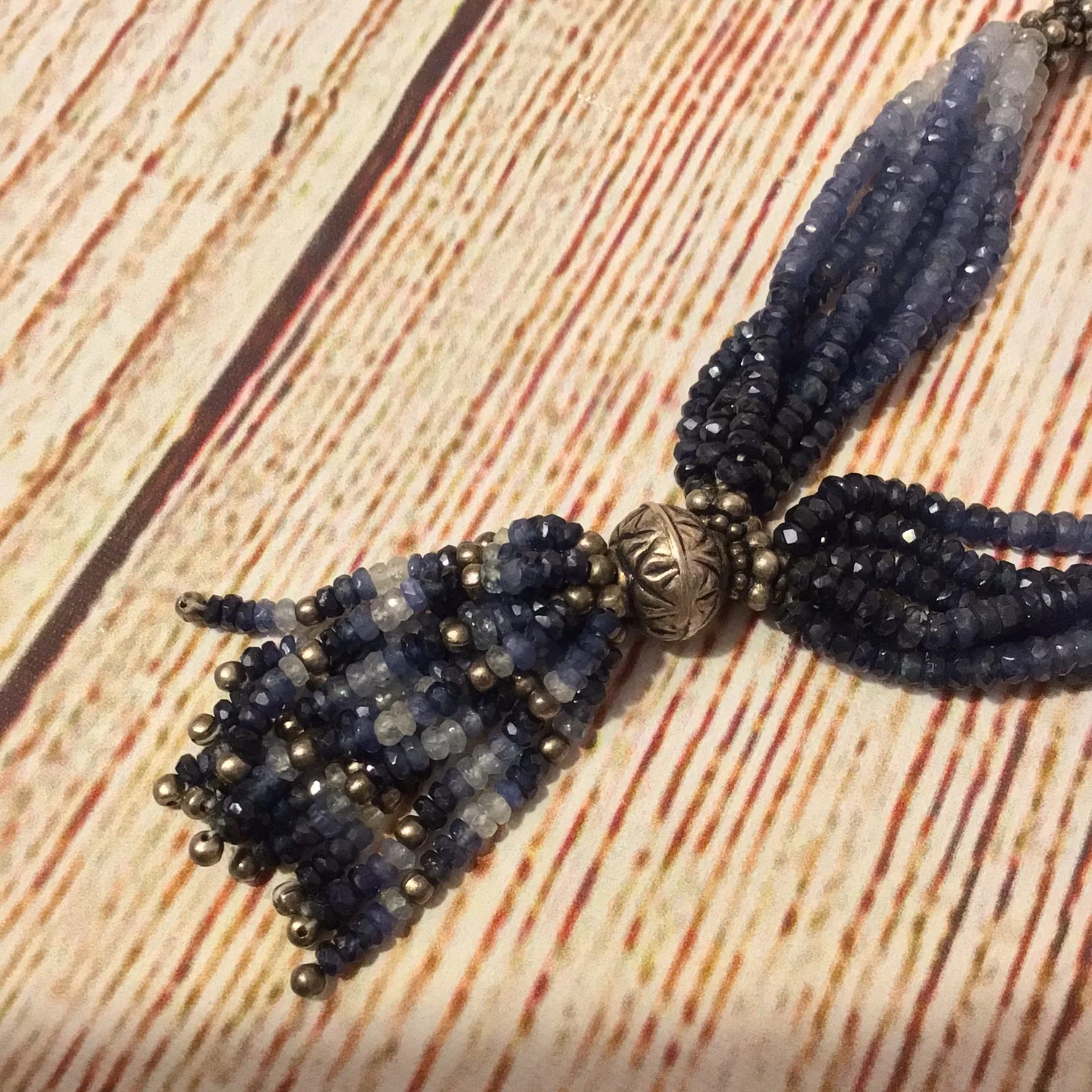 Blue Sapphire Multi Beaded 925 Hallmark Clasp Necklace - Image 6