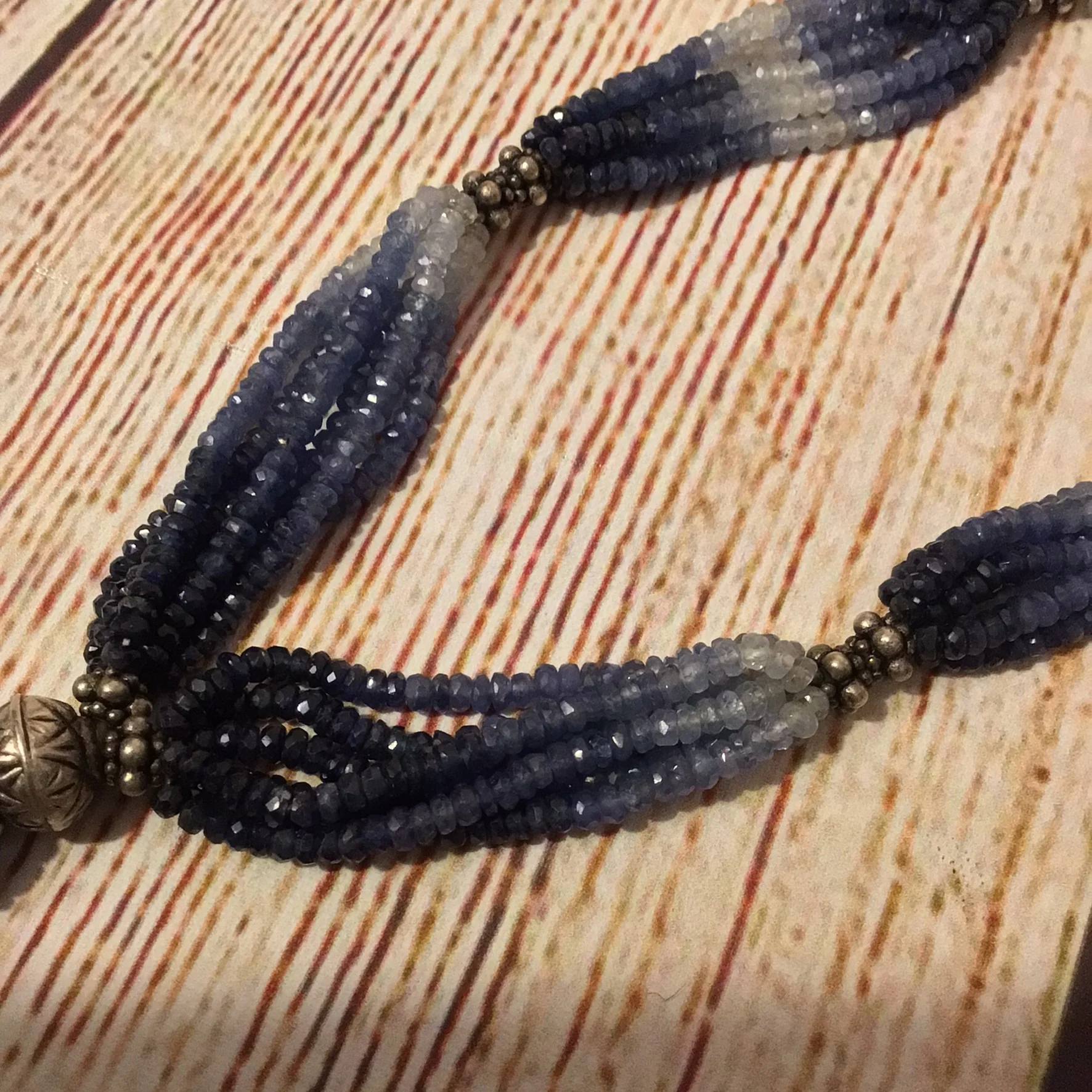 Blue Sapphire Multi Beaded 925 Hallmark Clasp Necklace - Image 7