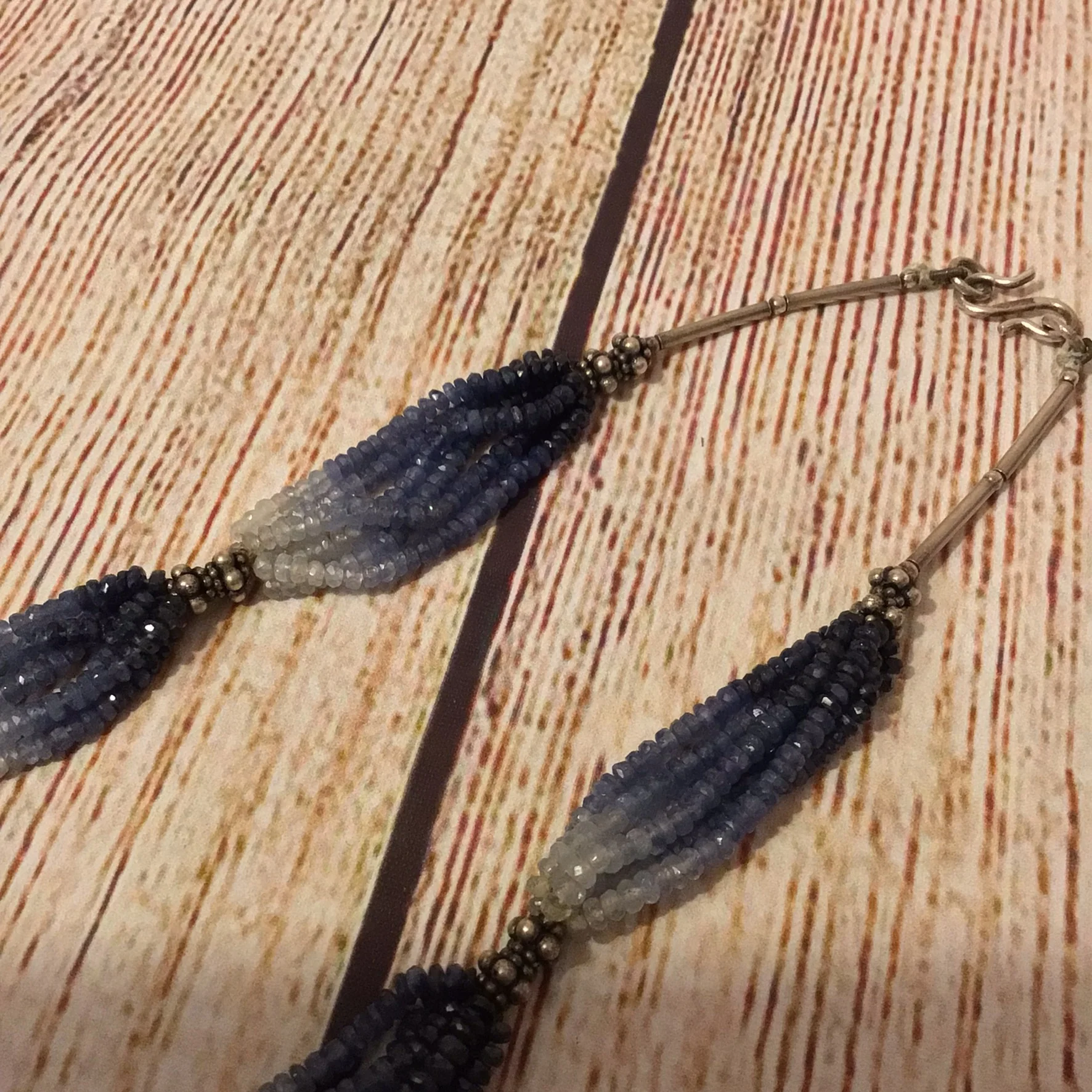 Blue Sapphire Multi Beaded 925 Hallmark Clasp Necklace - Image 8