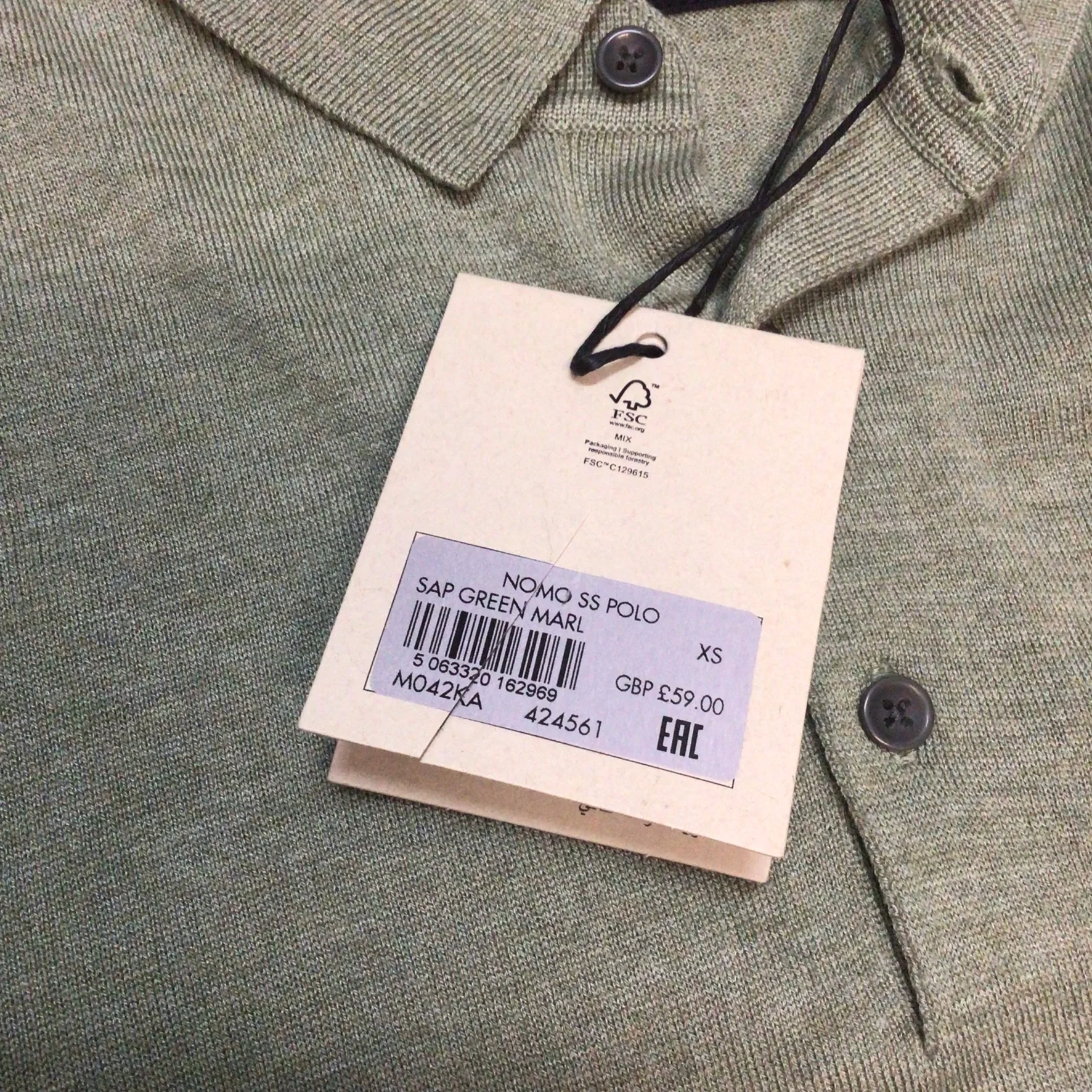 BNWT AllSaints Green Marl Nomo Short Sleeve Polo Knit Top Size XS (hole in shoulder) - Image 5