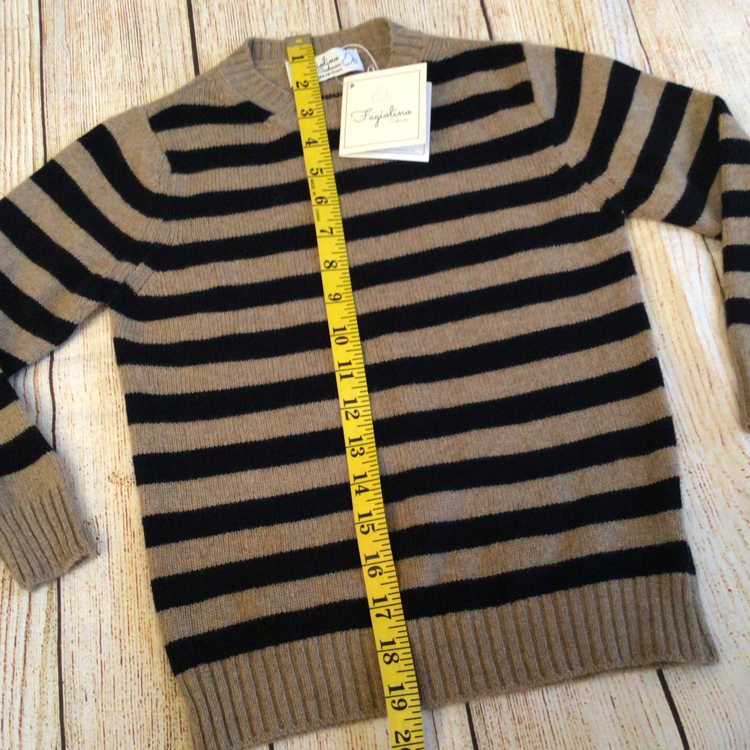 BNWT Fagiolino Beige & Black Striped 100% Cashmere Jumper Size 6 (on label) - Image 10