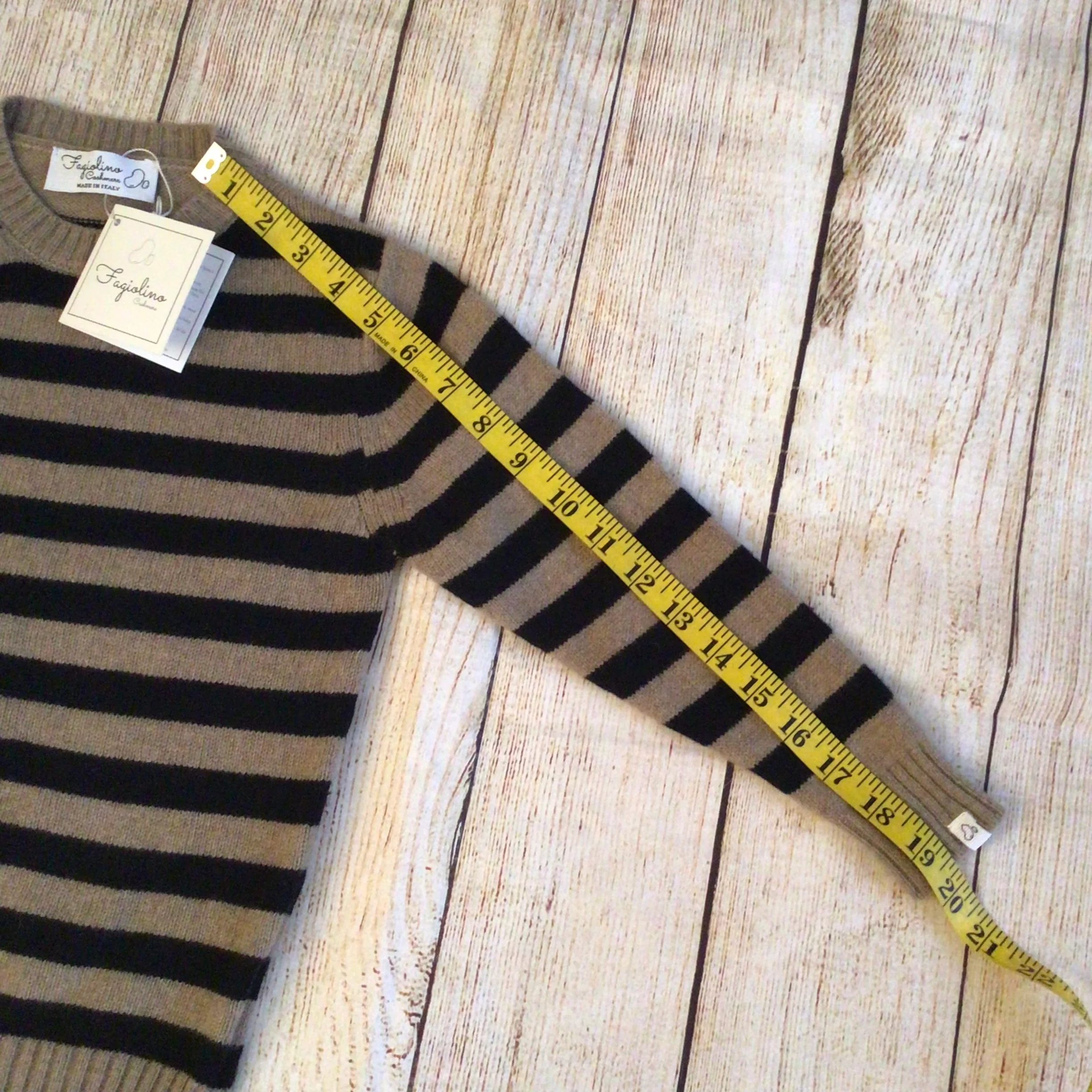 BNWT Fagiolino Beige & Black Striped 100% Cashmere Jumper Size 6 (on label) - Image 11