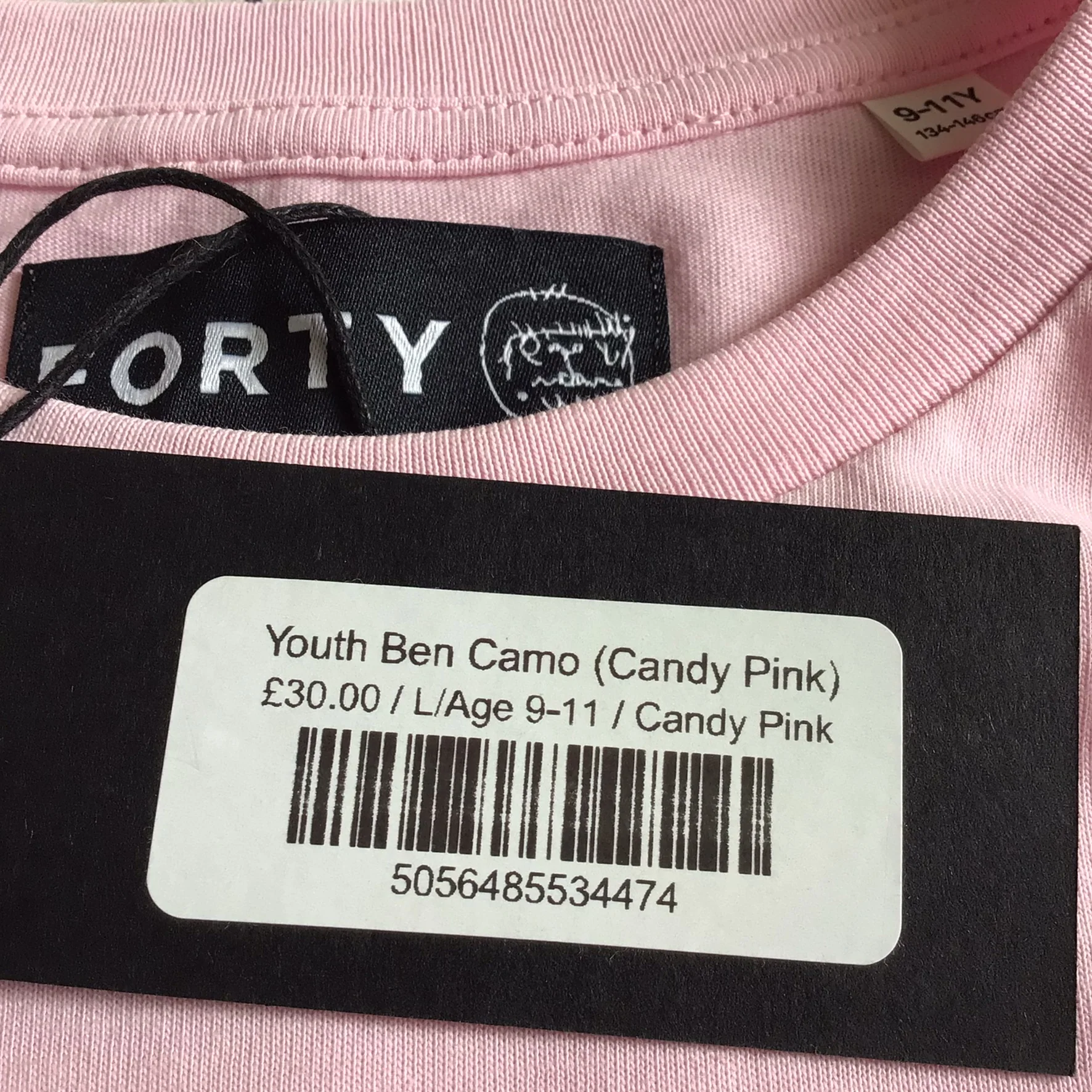 BNWT Forty Candy Pink 100% Cotton Youth Ben Camo T Shirt Size 9-11 Yrs - Image 4
