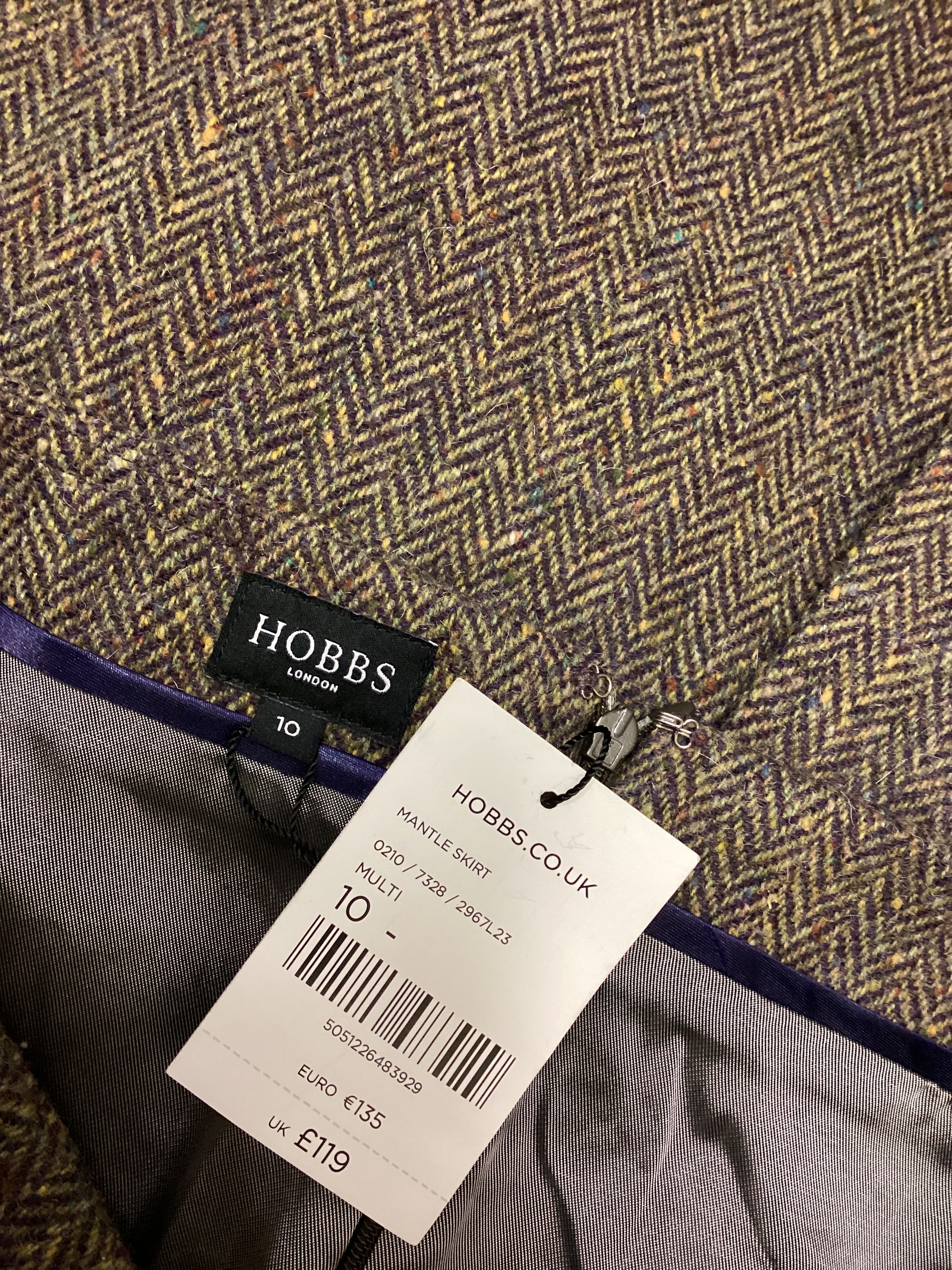 BNWT Hobbs Brown Grey Wool Skirt size 10 - Image 3