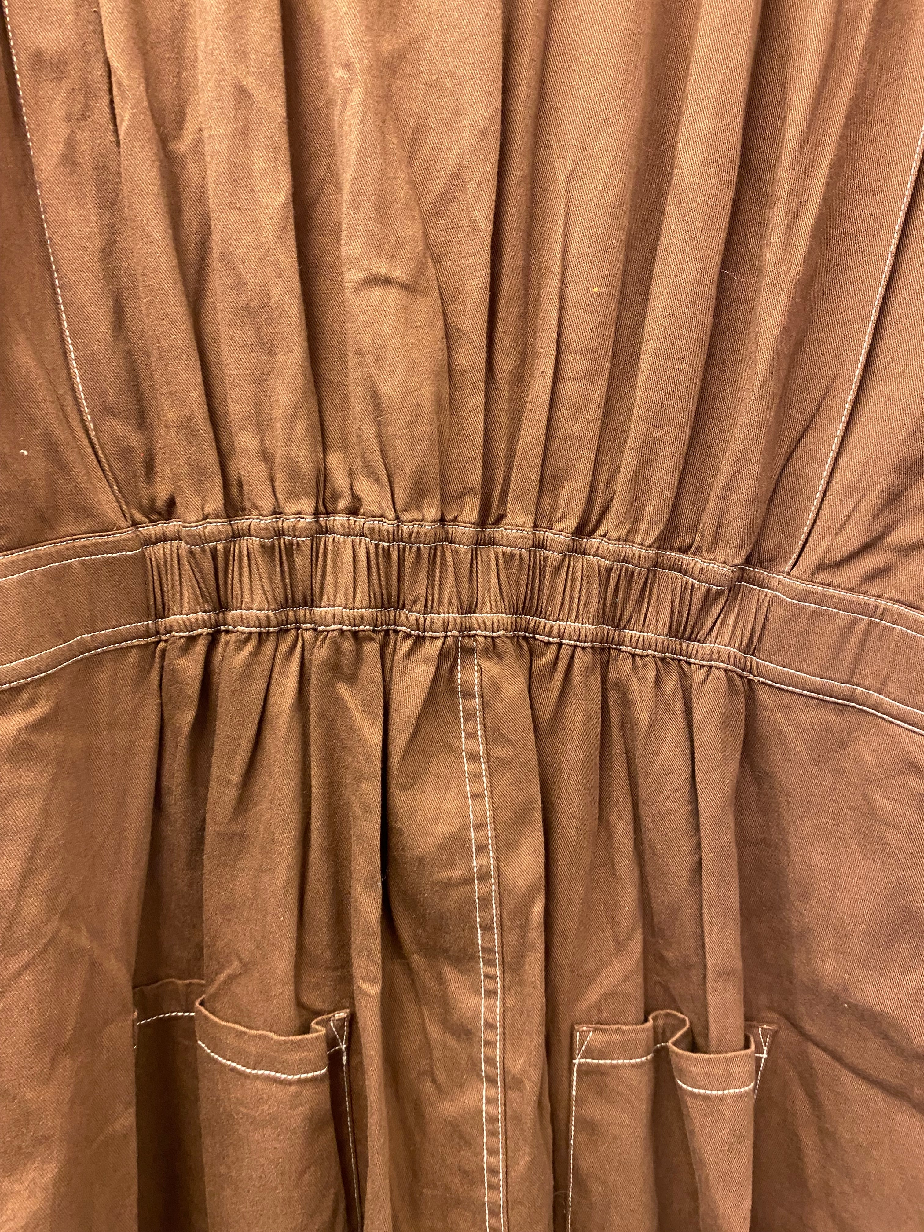 BNWT Lucy and Yak Carmen Jumpsuit Organic Cotton Oak Brown 2XL - Image 3