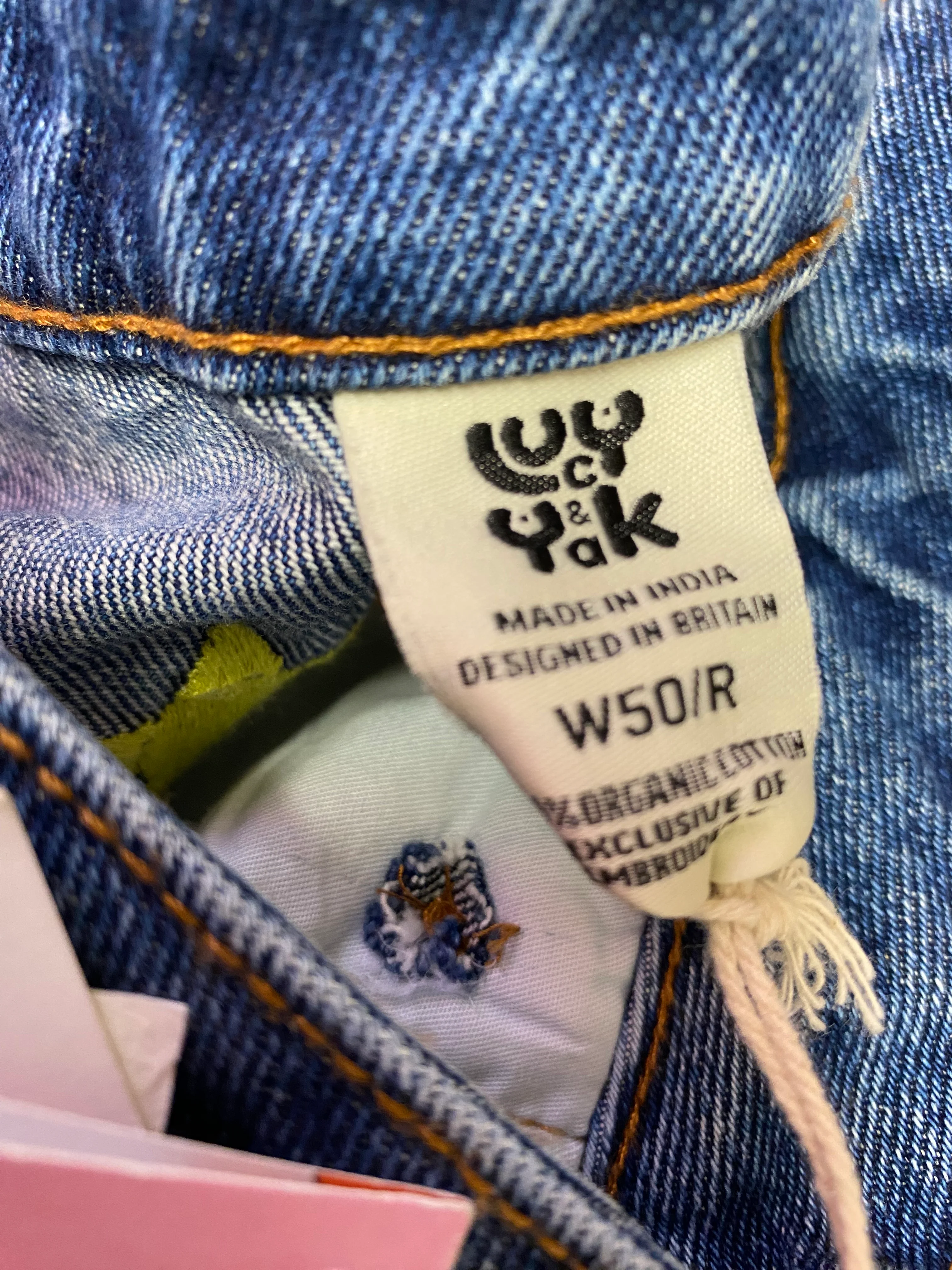 BNWT Lucy and Yak Dana Mom Jeans Organic Denim Solange Embroidery Size 50R - Image 3