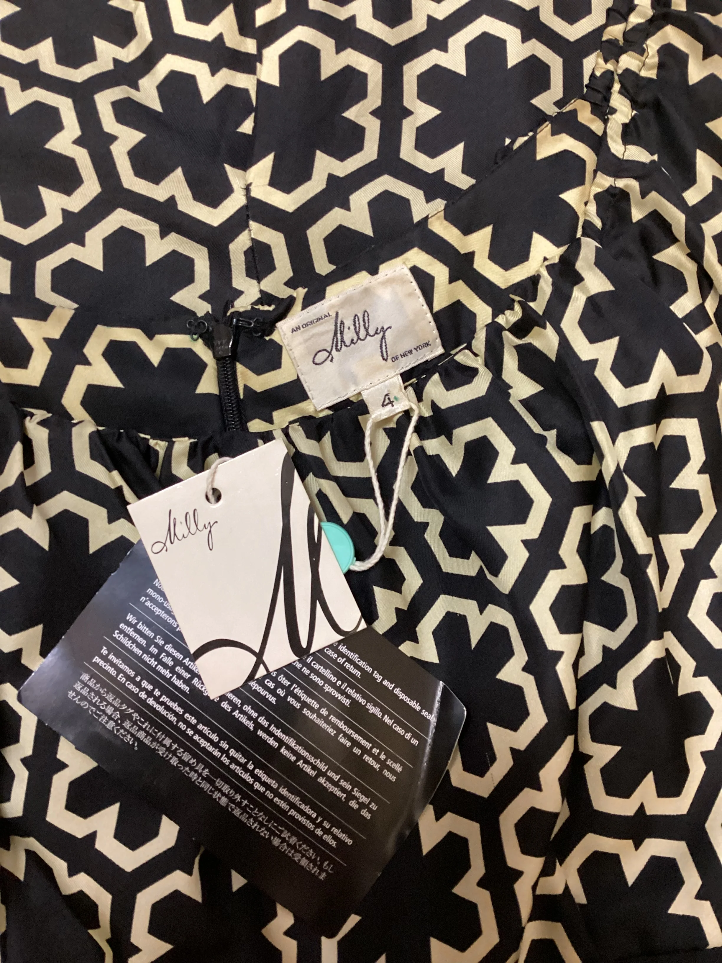 BNWT Milly of New York Black and Beige Silk Dress size S - Image 3