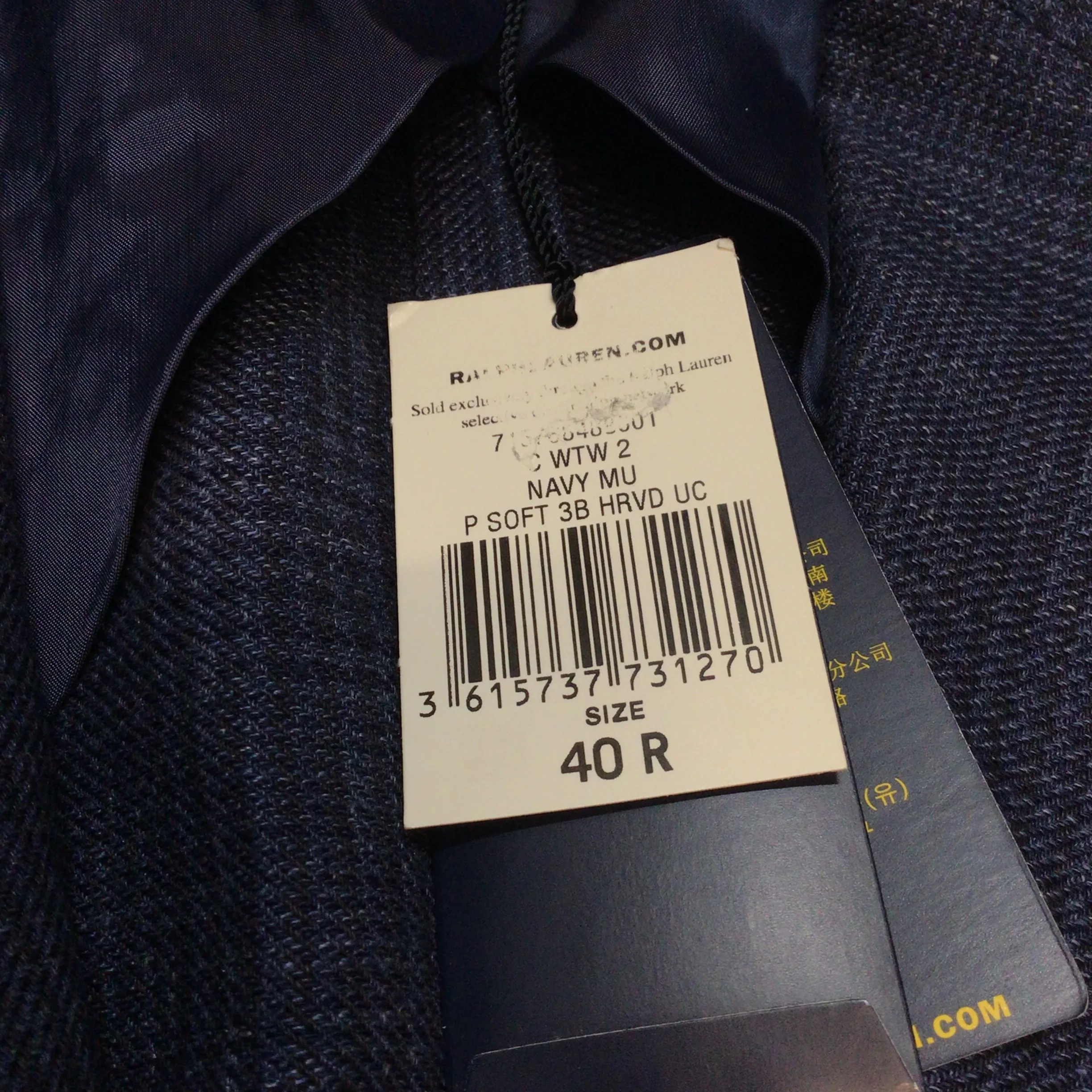 BNWT Polo Ralph Lauren Navy Blue Linen Wool Plaid Print Blazer Jacket Size 40R - Image 3