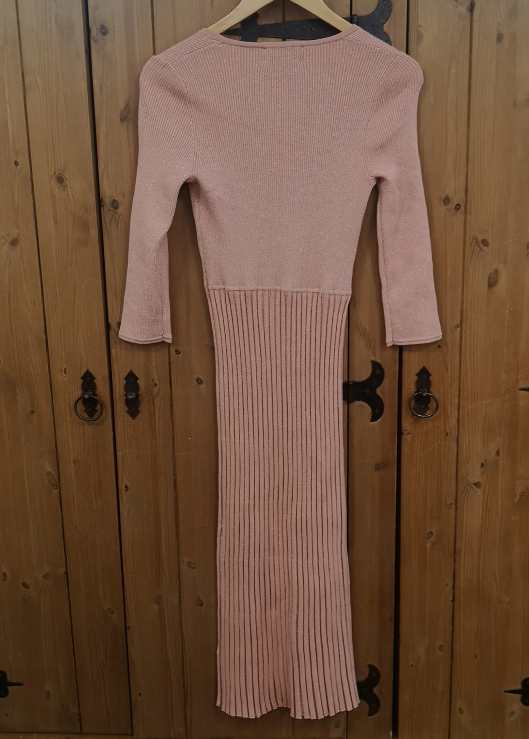 BNWT Pure Collection Pink Knitted V-Neck Pleat Dress Size 10 - Image 5