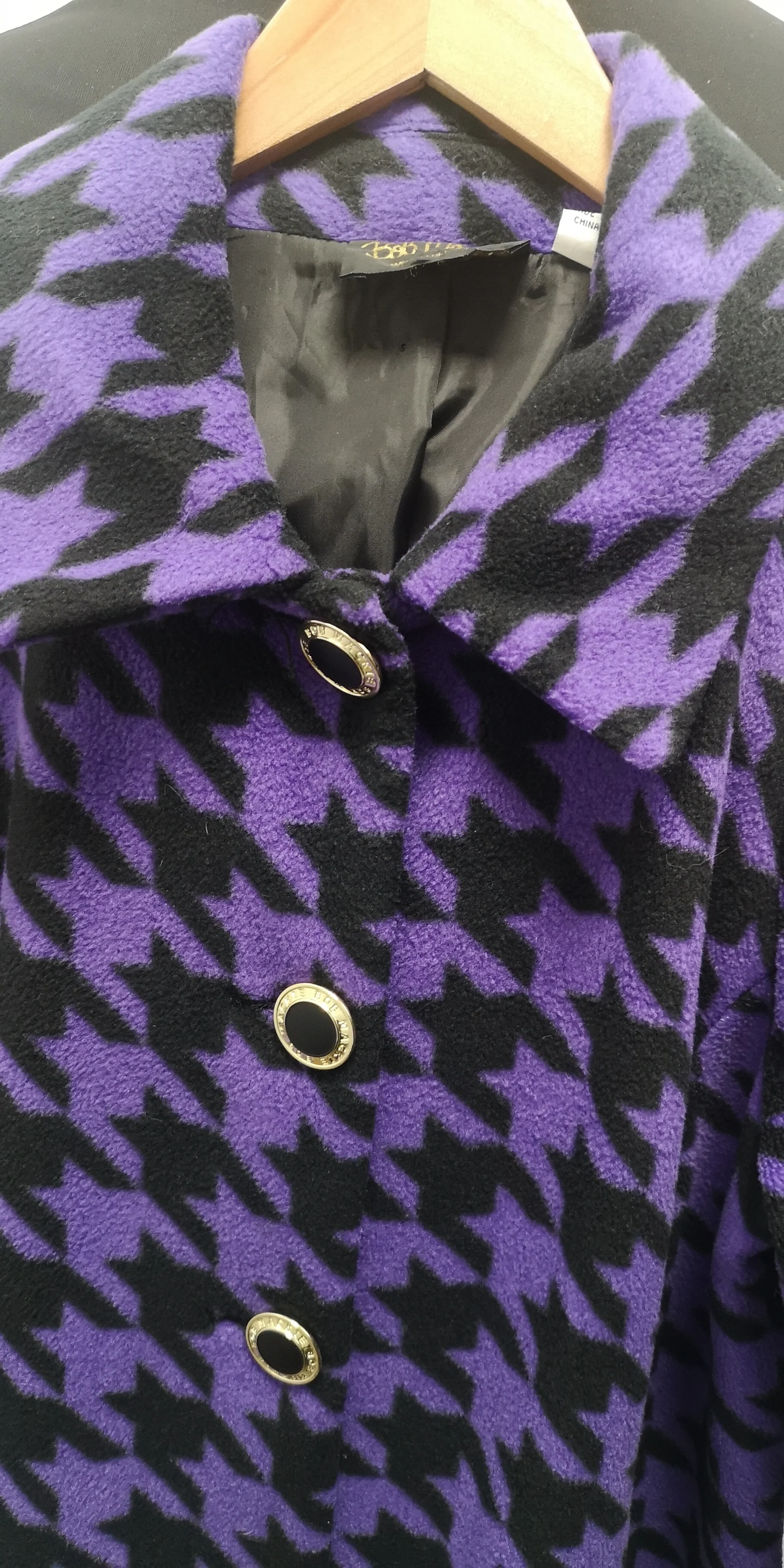 Bob Mackie Purple & Black Wool Coat Size 12 - Image 4