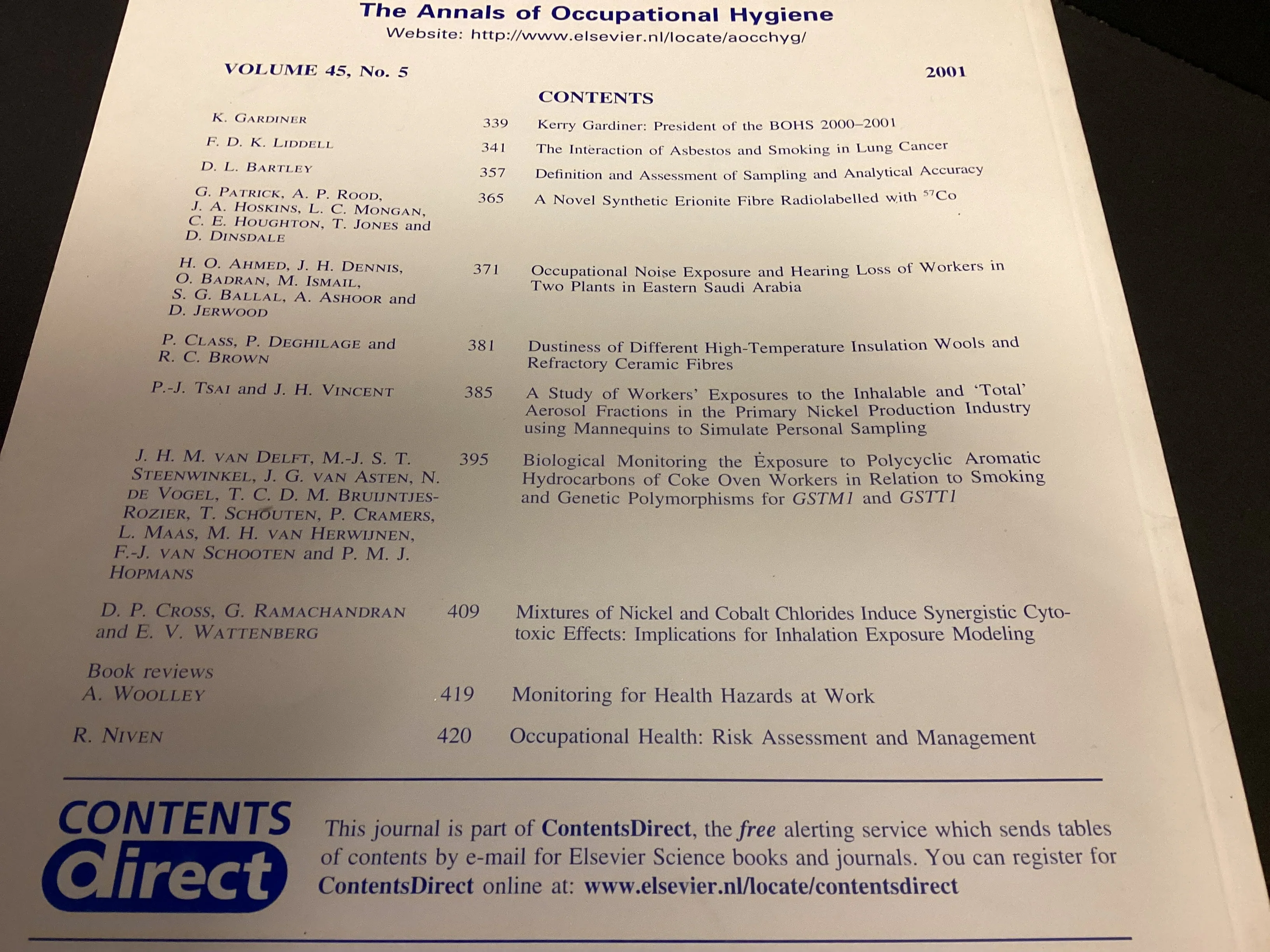 The Annals of Occupational Hygiene  Vol. 45, No. 5 & Vol. 46, No. 1 - Image 5
