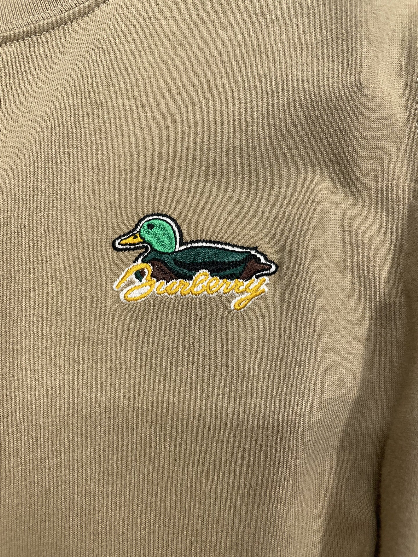 Burberry Khaki Duck Embroidered T-Shirt Size XS - Image 4