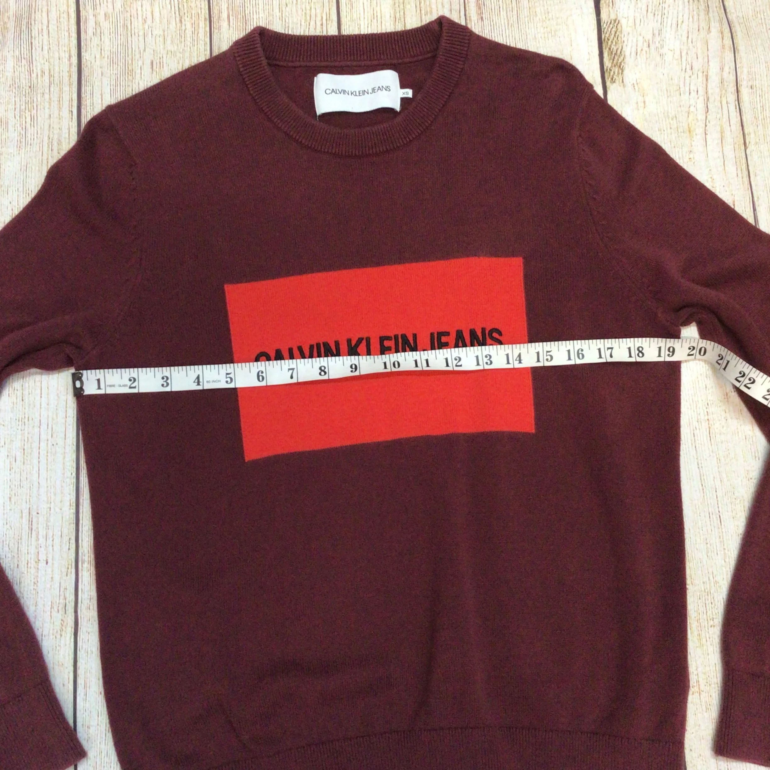 Calvin Klein Jeans Burgundy 100% Cotton Jumper Size XS - Image 7