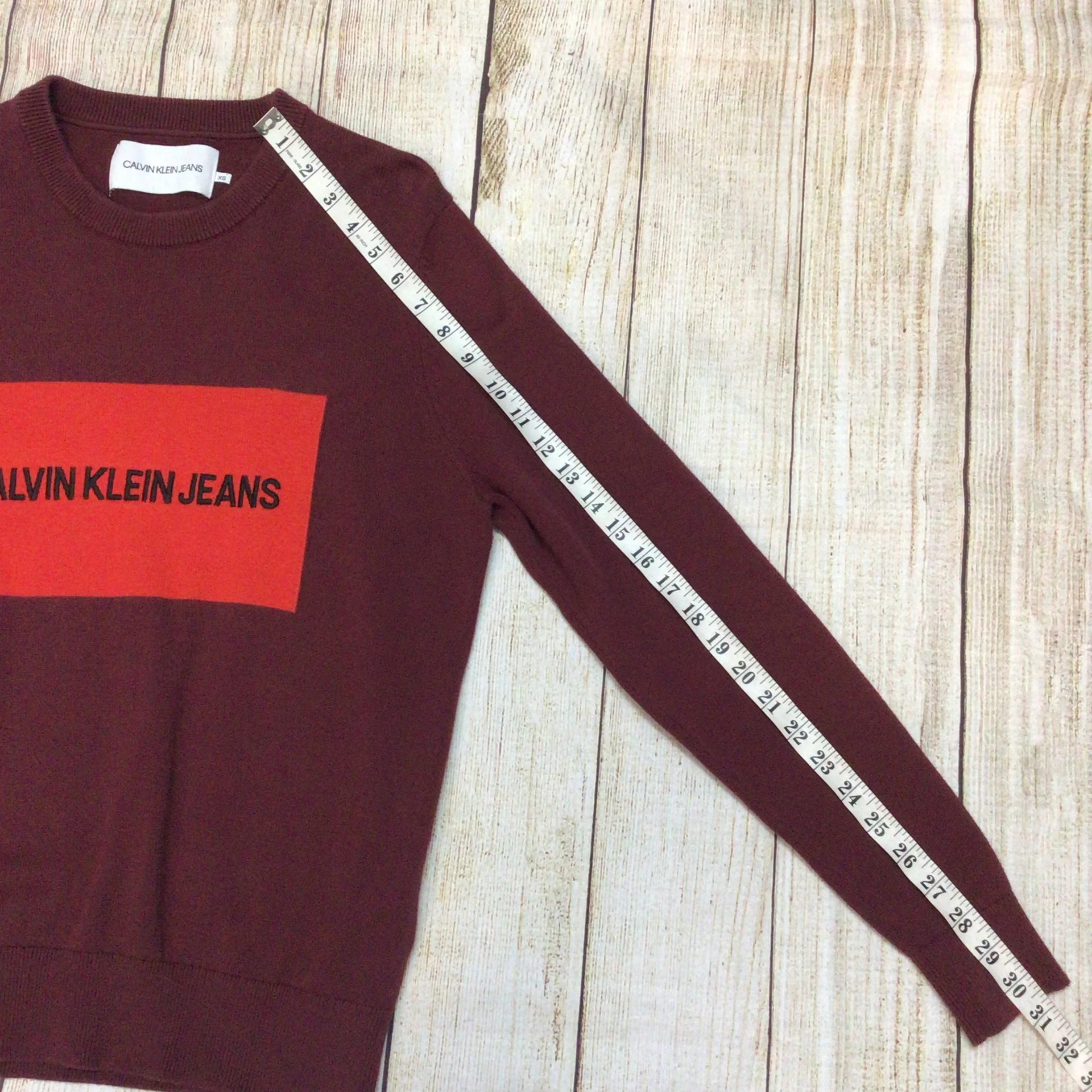 Calvin Klein Jeans Burgundy 100% Cotton Jumper Size XS - Image 9