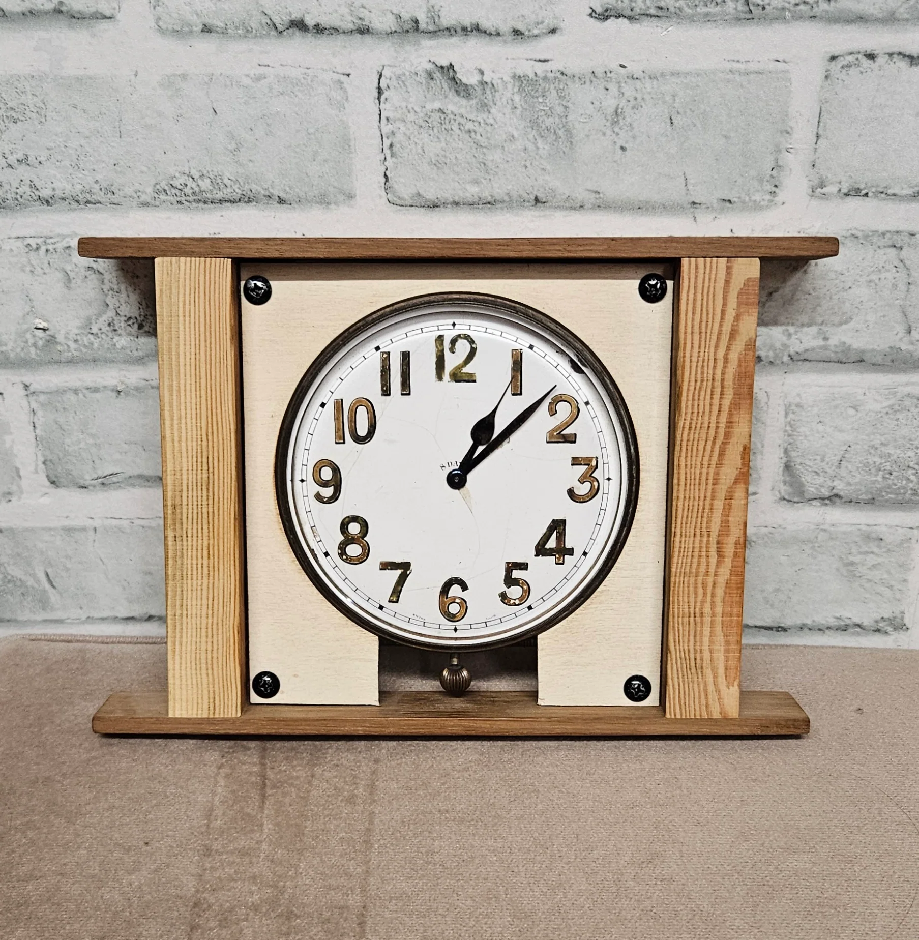 Vintage 8 Days Car Clock in Wooden Frame Needs Restoring