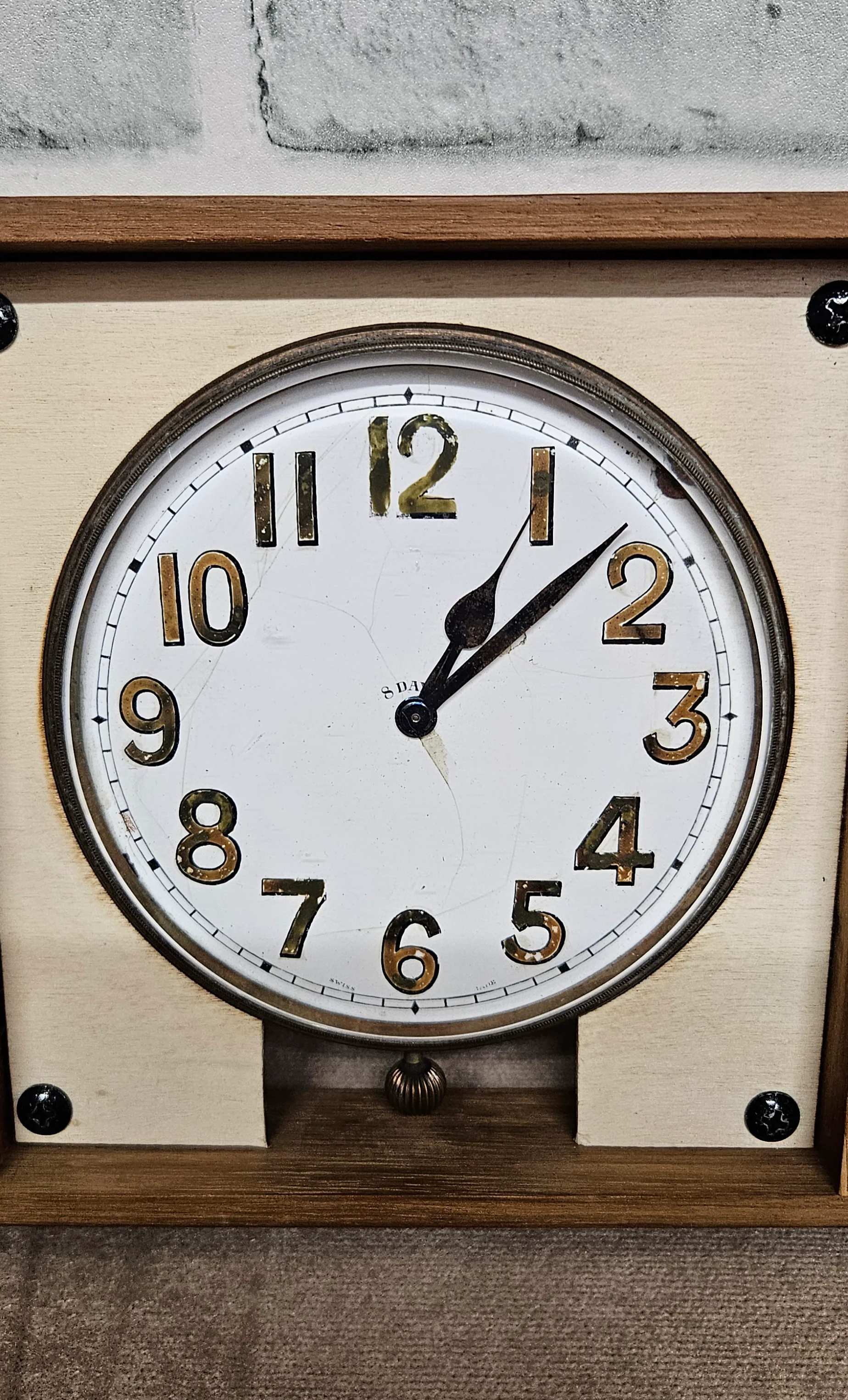 Vintage 8 Days Car Clock in Wooden Frame Needs Restoring - Image 2