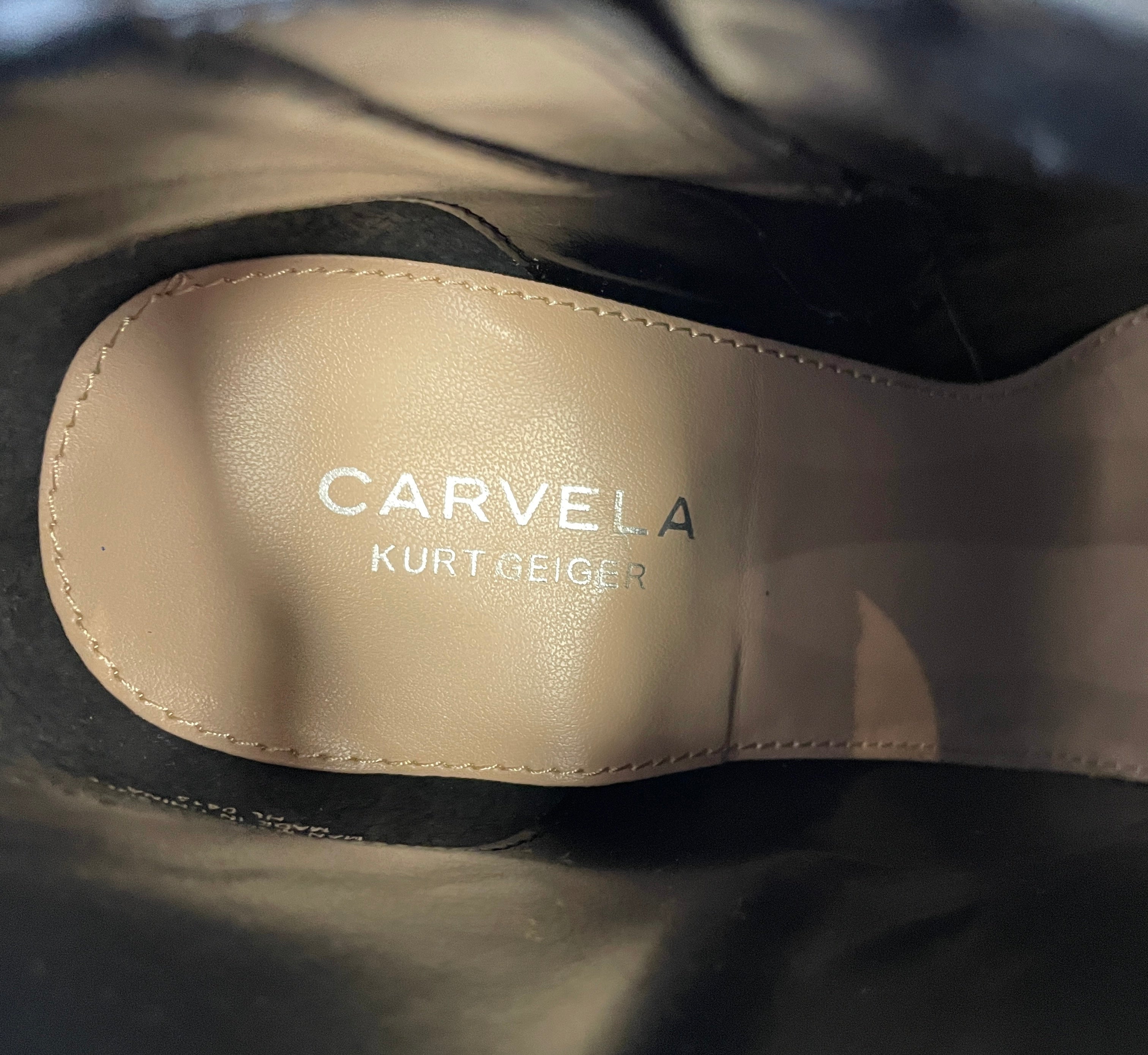 Carvela by Kurt Geiger New in Box Black Faux Suede Heeled Wedged Boots EU 38 UK 5 - Image 9