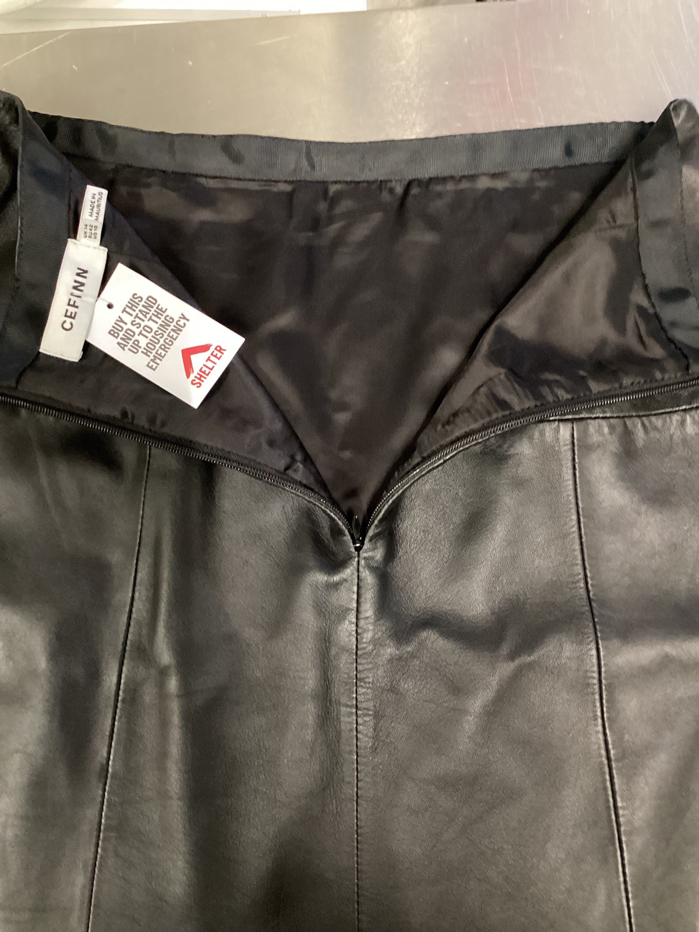 Cefinn Black Leather Skirt Size 14 - Image 3