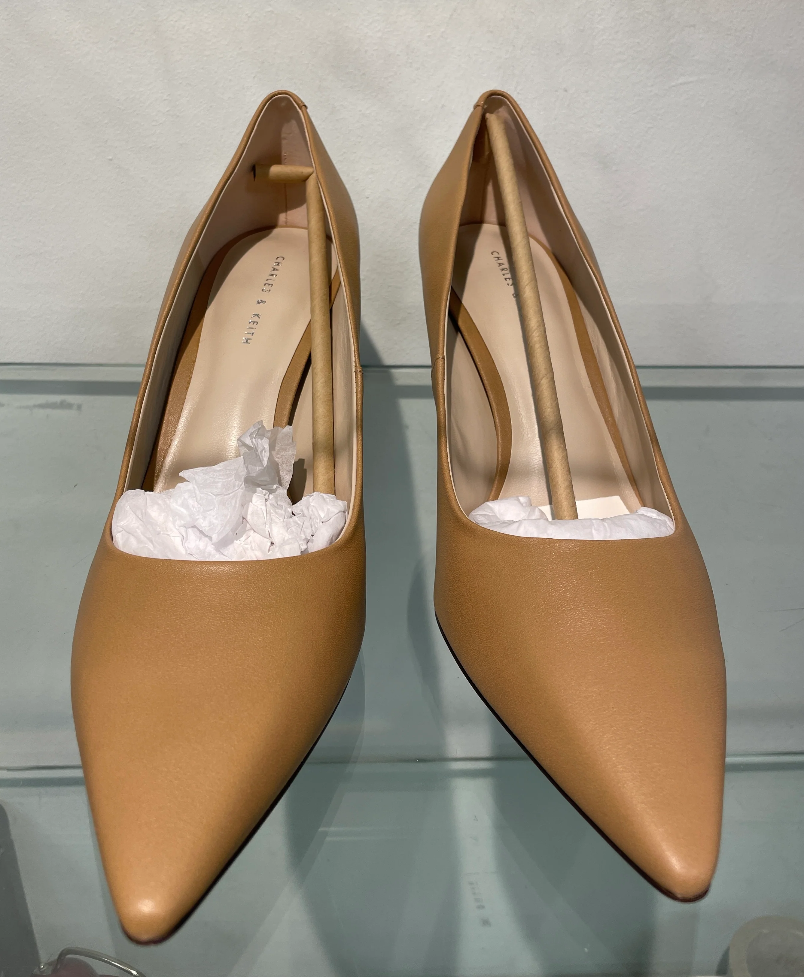 Charles & Keith New with Box Camel Beige Faux Leather Heeled Court Shoes Size 40 UK 7 - Image 7