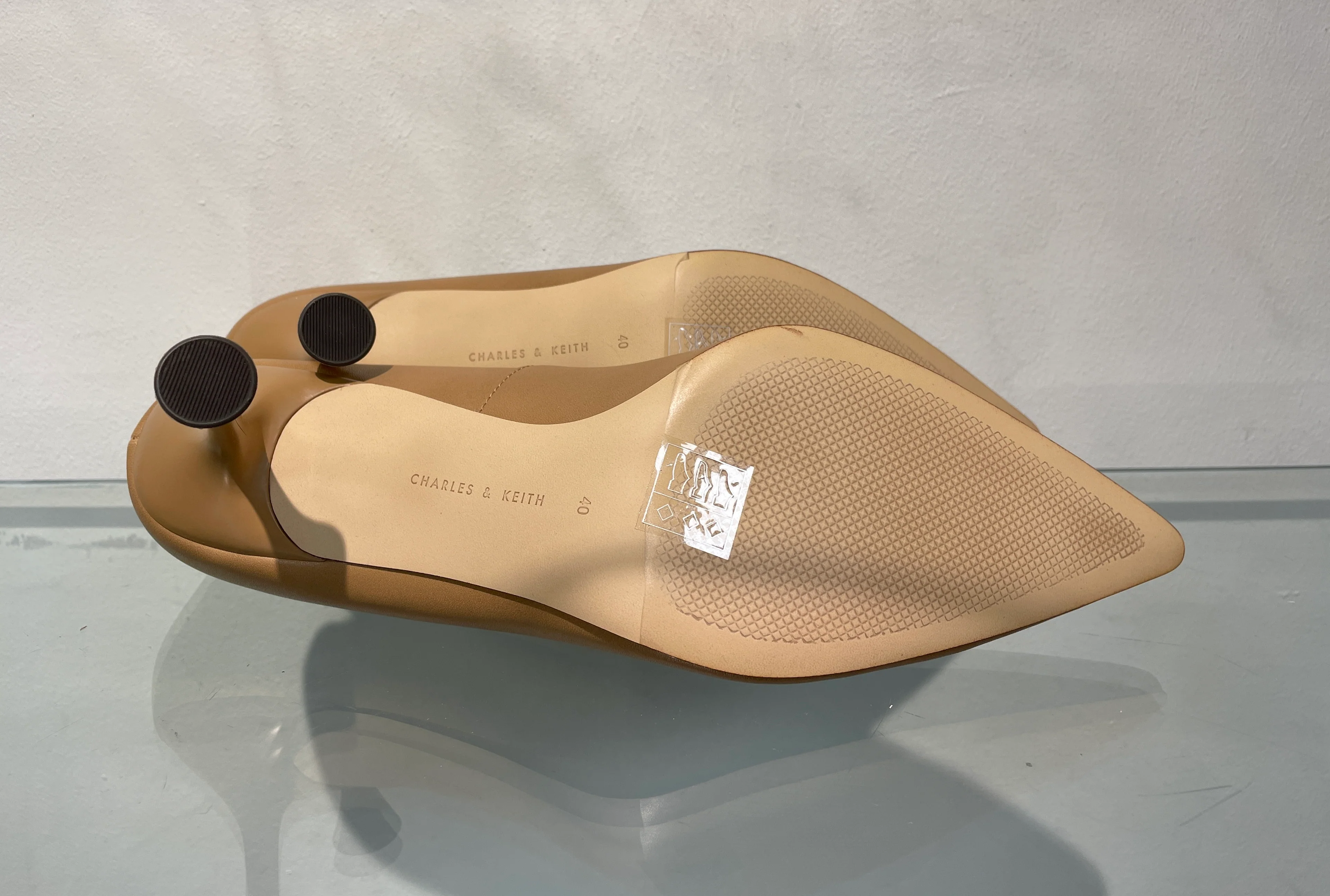 Charles & Keith New with Box Camel Beige Faux Leather Heeled Court Shoes Size 40 UK 7 - Image 9