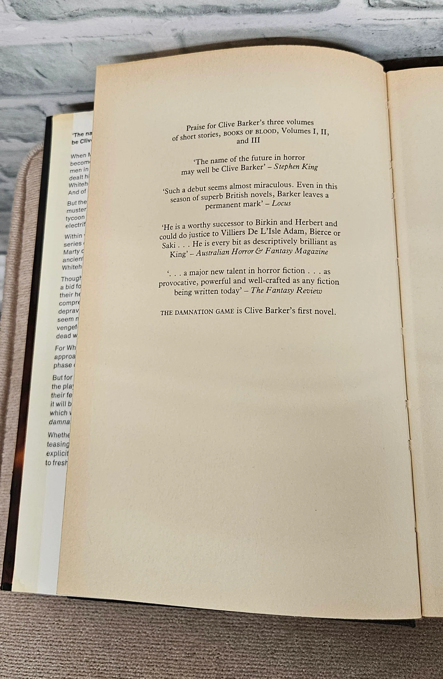 Clive Barker The Damnation Game Hardback 1985 - Image 4