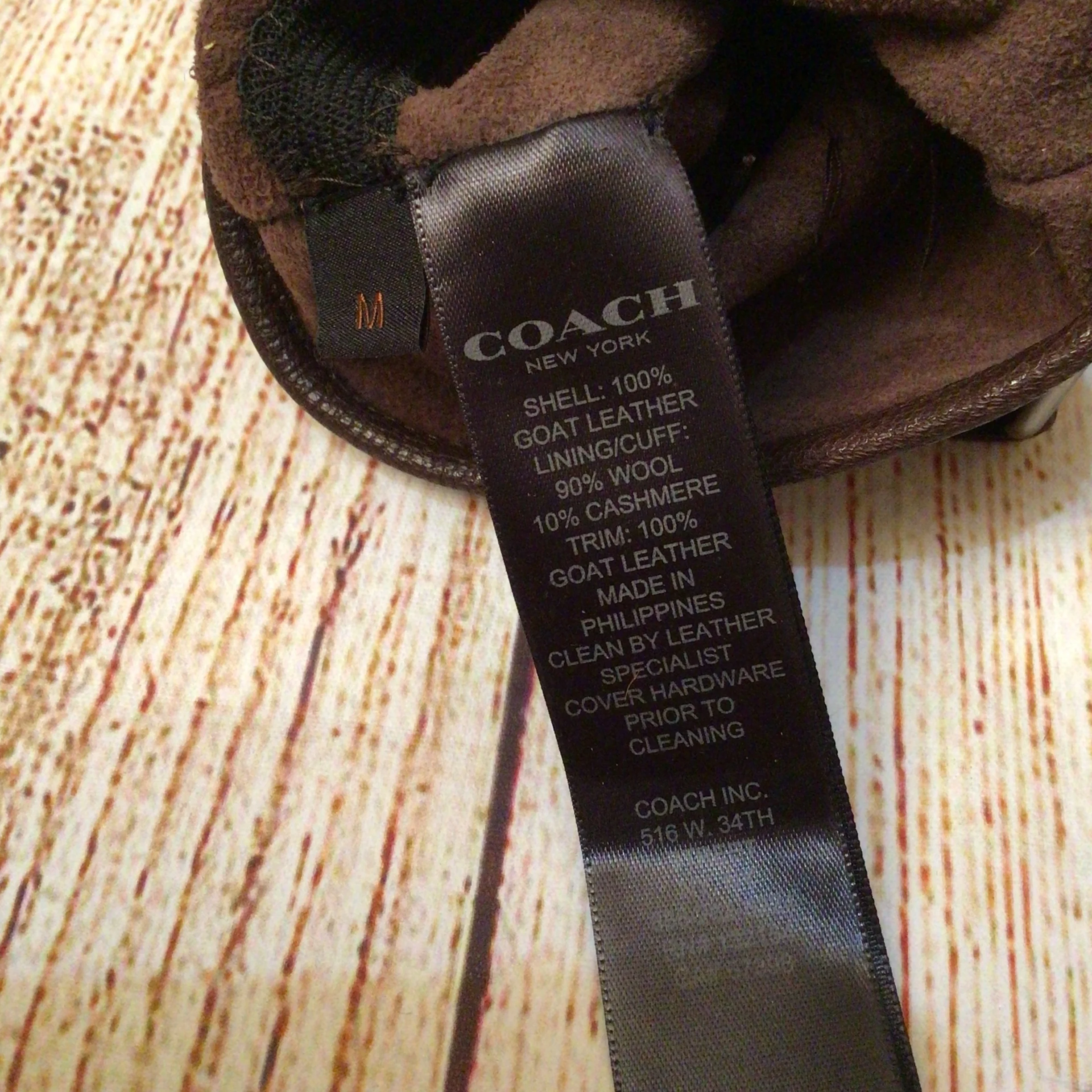 Coach Brown Leather Gloves w/Removable Wool Cashmere Gloves Size M - Image 8