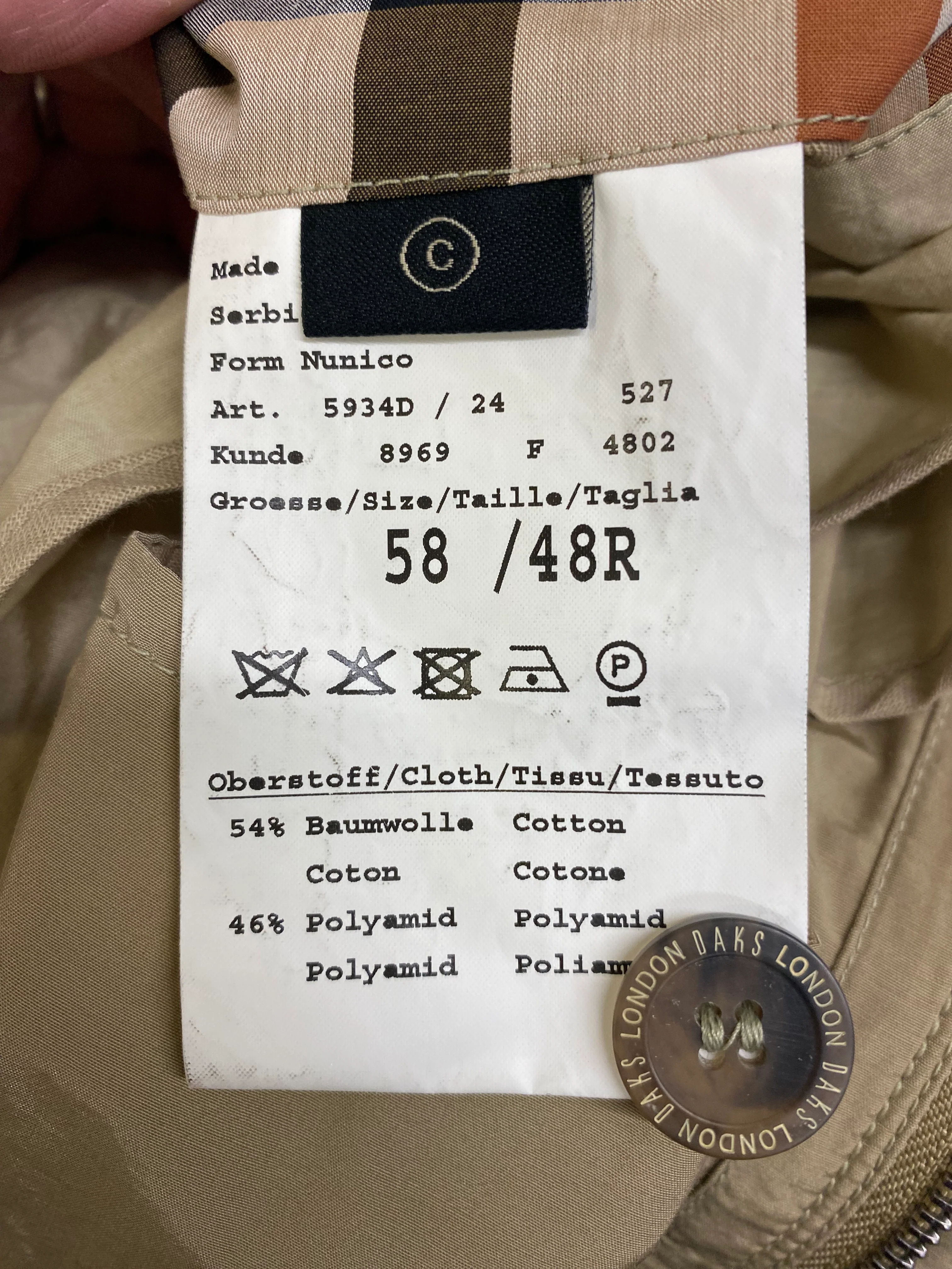 DAKS London Beige Coat Size XL - Image 4