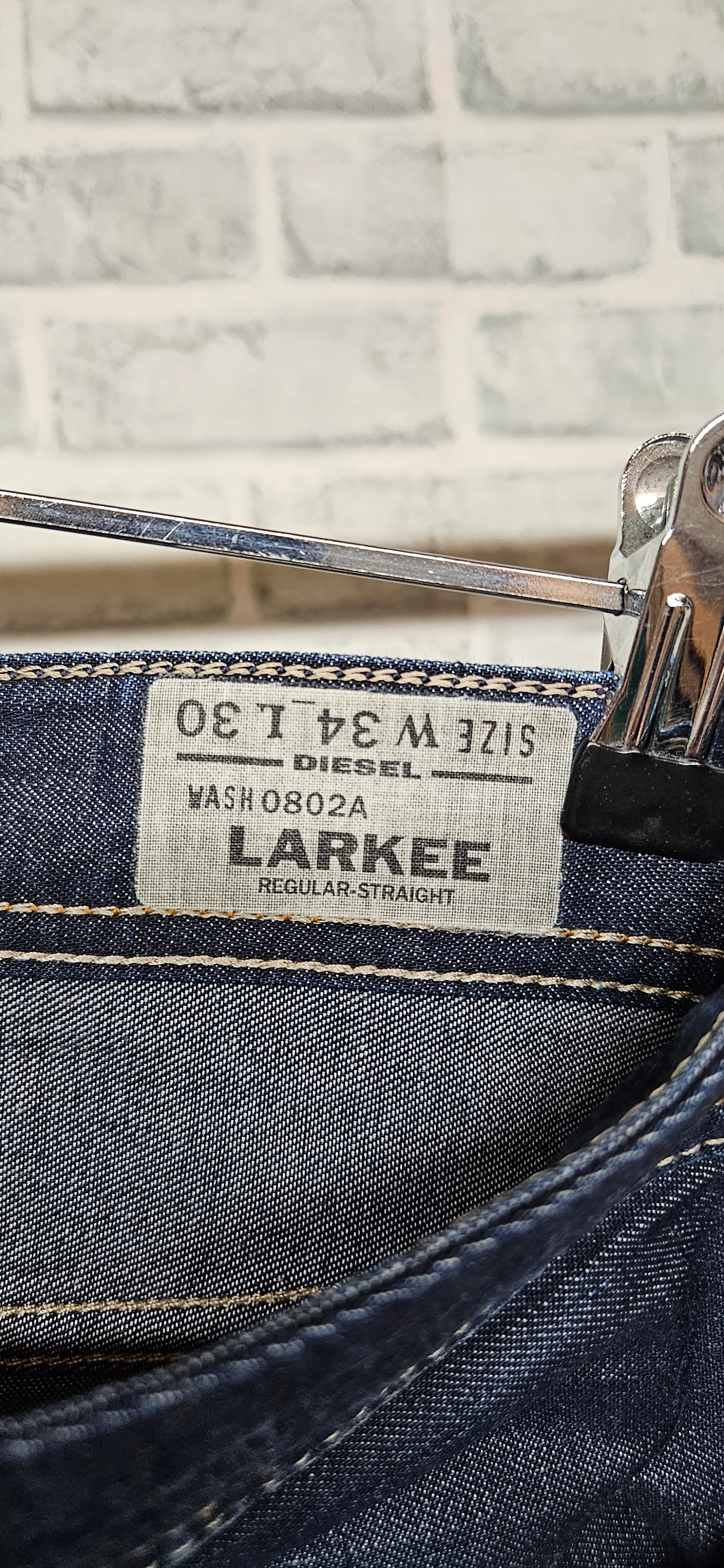 Diesel Larkee Regular Straight Dark Denim Jeans W34 L30 - Image 5