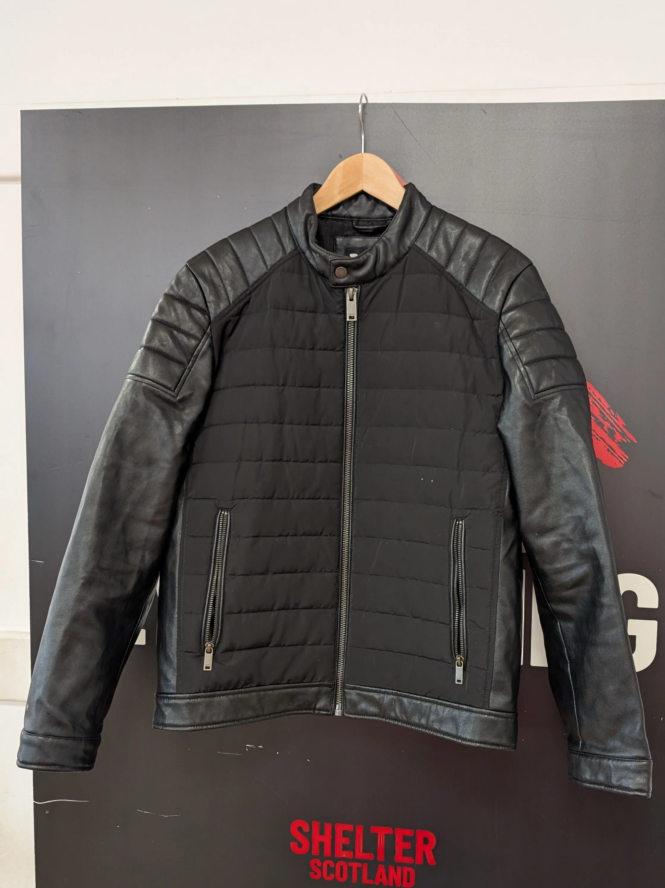 DKNY Black Faux Leather Jacket Size M