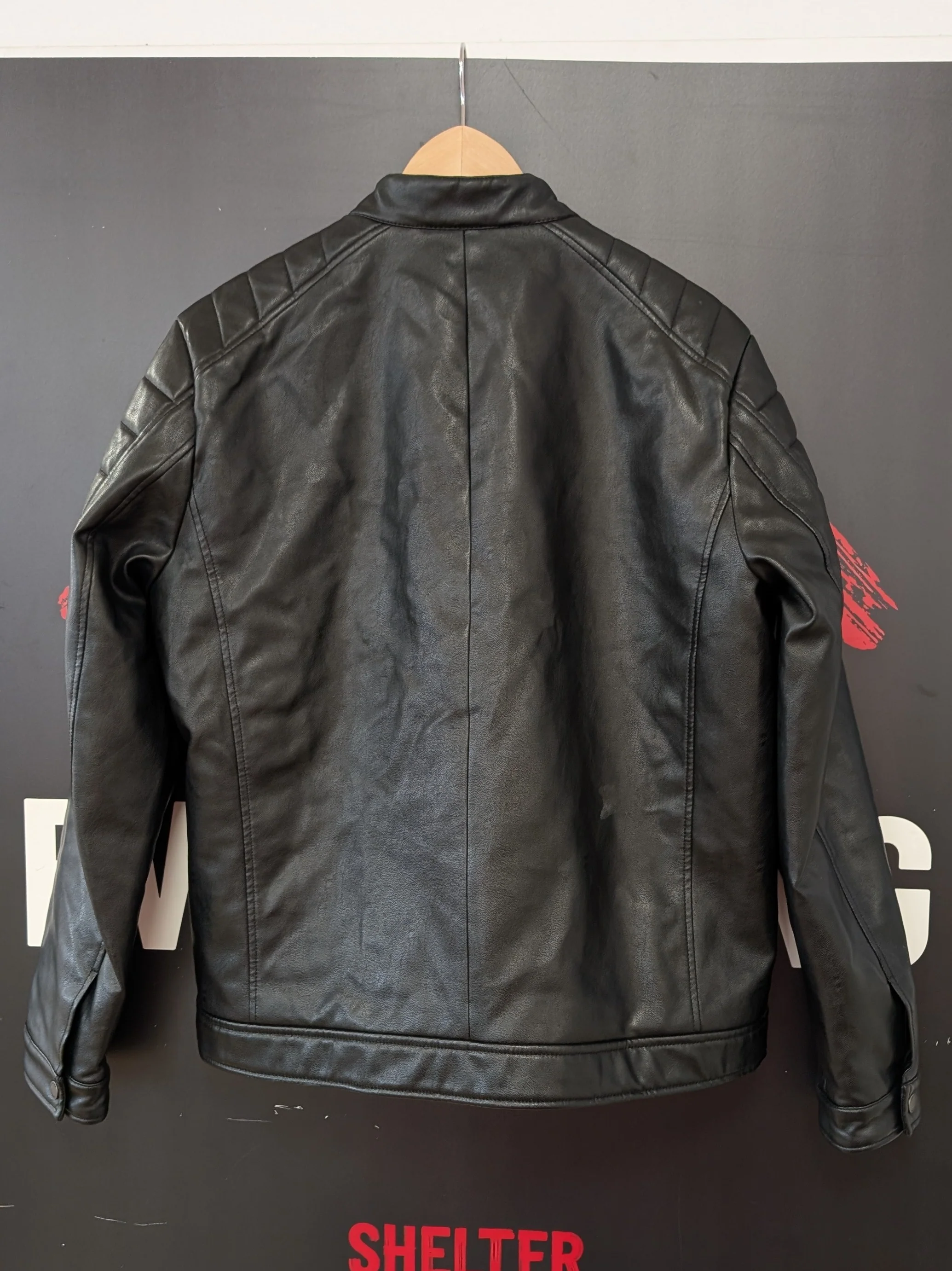 DKNY Black Faux Leather Jacket Size M - Image 4