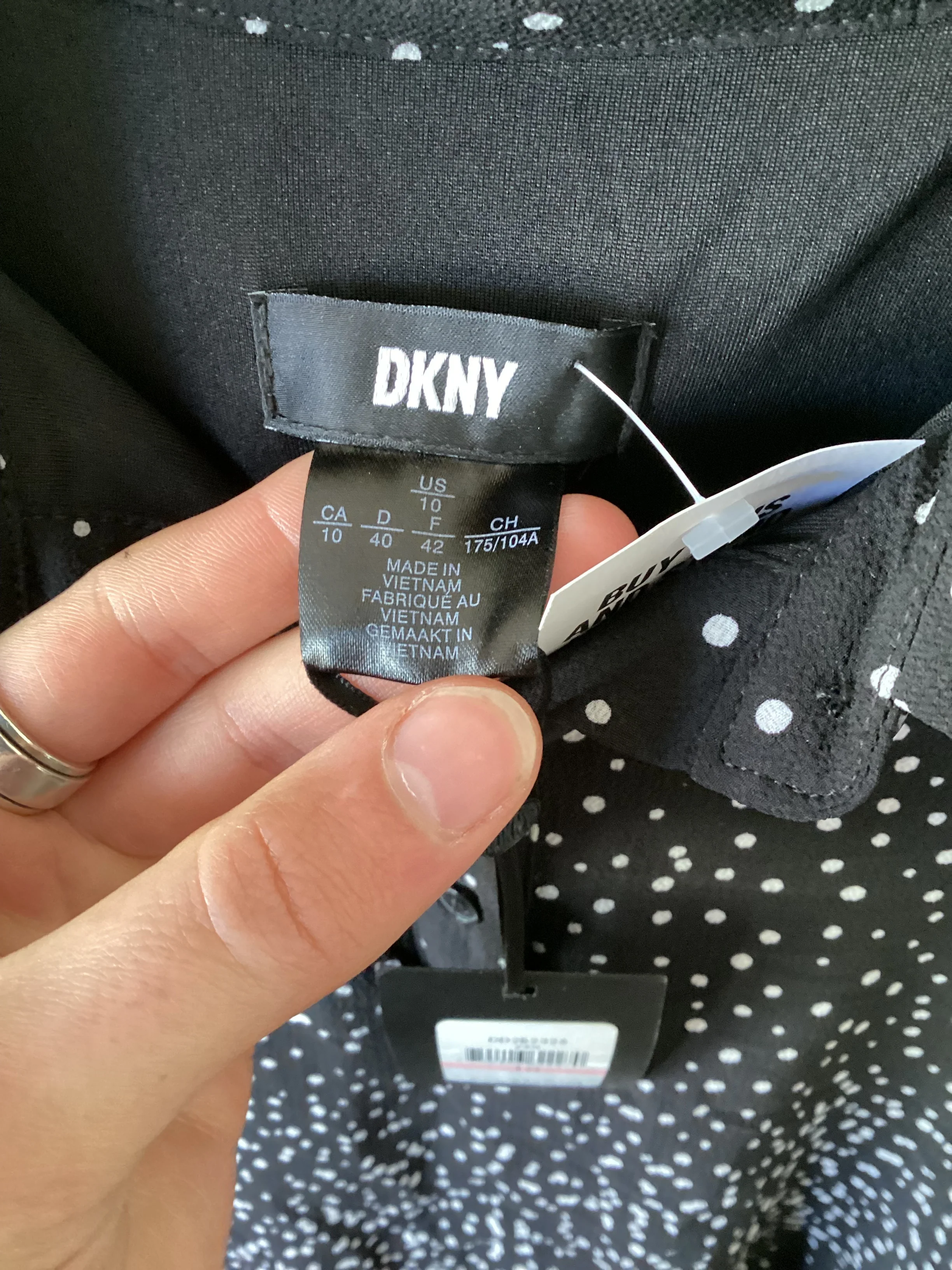 DKNY Spotted Black Dress Size 12/14 - Image 3